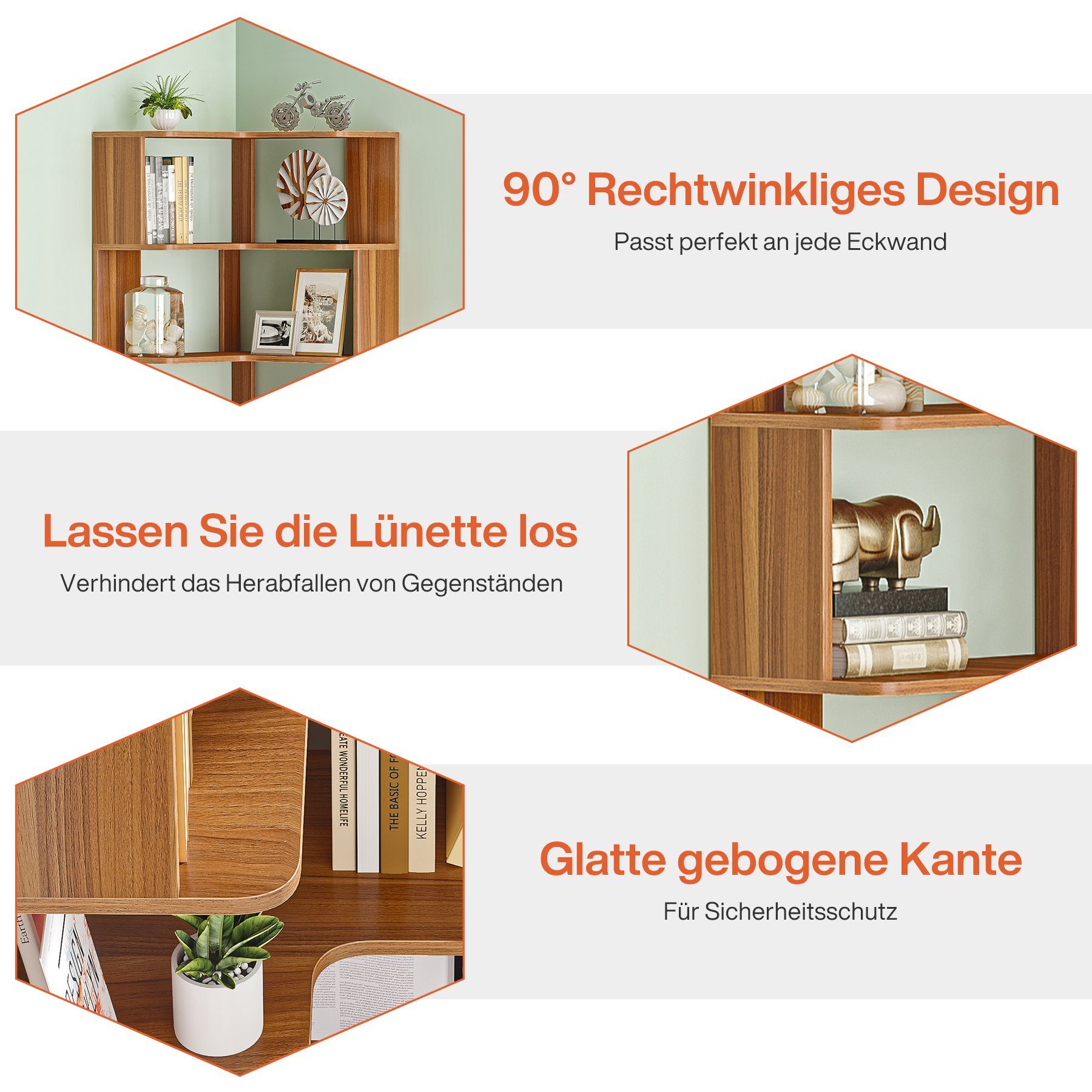 Eckregal Standregal Hängeregal Holz 3 Etagen, H. 53, T. 28 Cm In