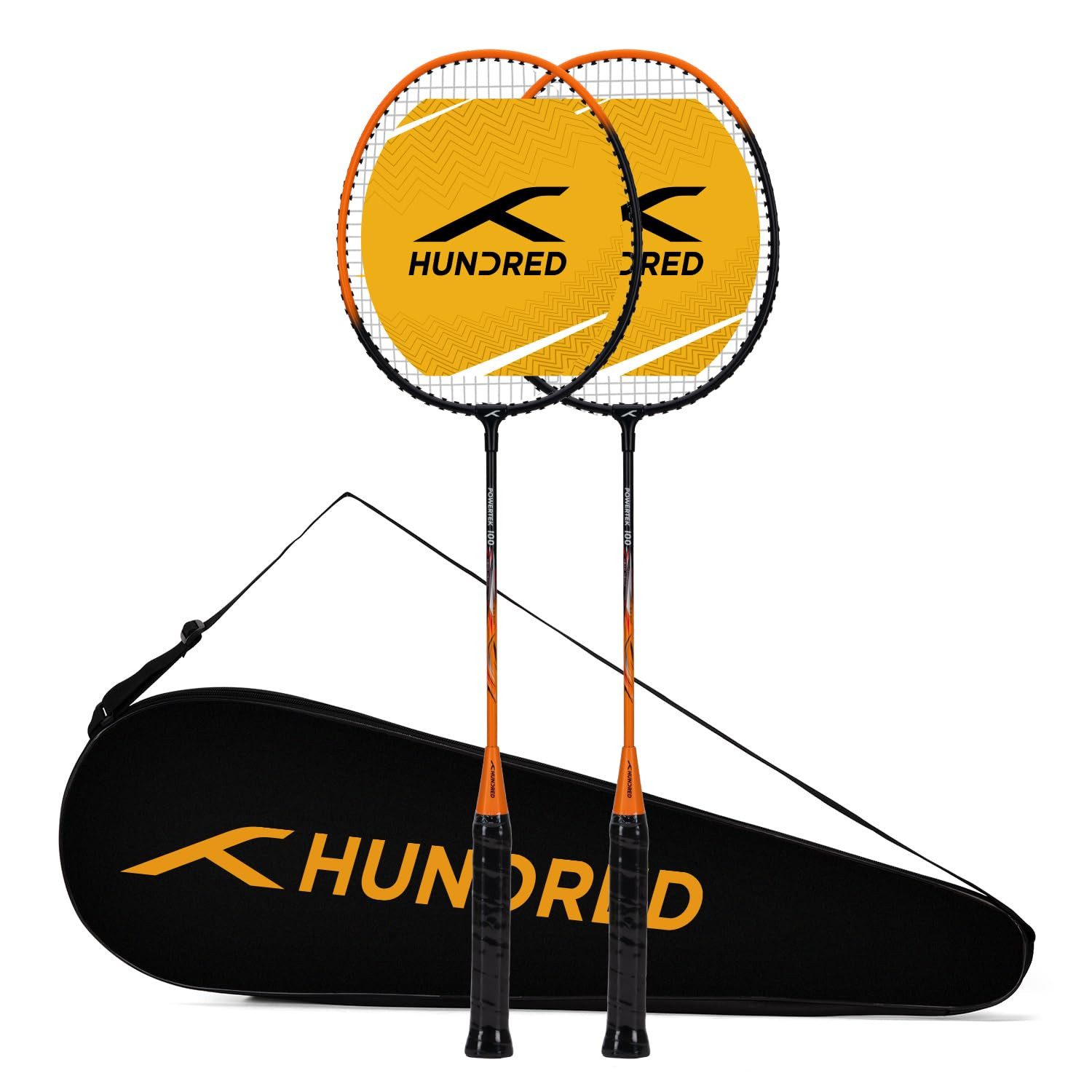 Badmintonschläger POWERTEK 100 (2er Set) Schläger mit Vollbespannung, Strung
