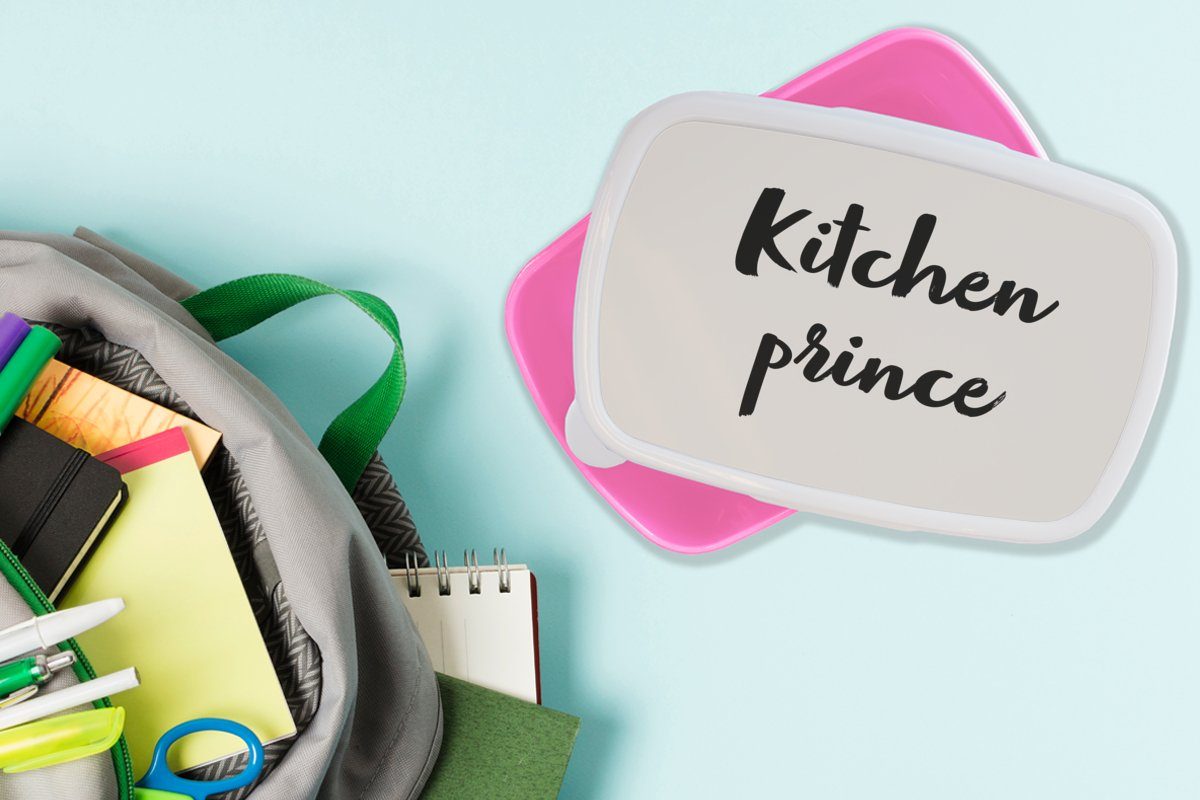 MuchoWow Lunchbox Kunststoff, Mädchen, Kunststoff Küchenprinz - - - Kochen, Brotbox Koch Erwachsene, für rosa Kinder, Brotdose Sprichwörter (2-tlg), Snackbox, Zitate 