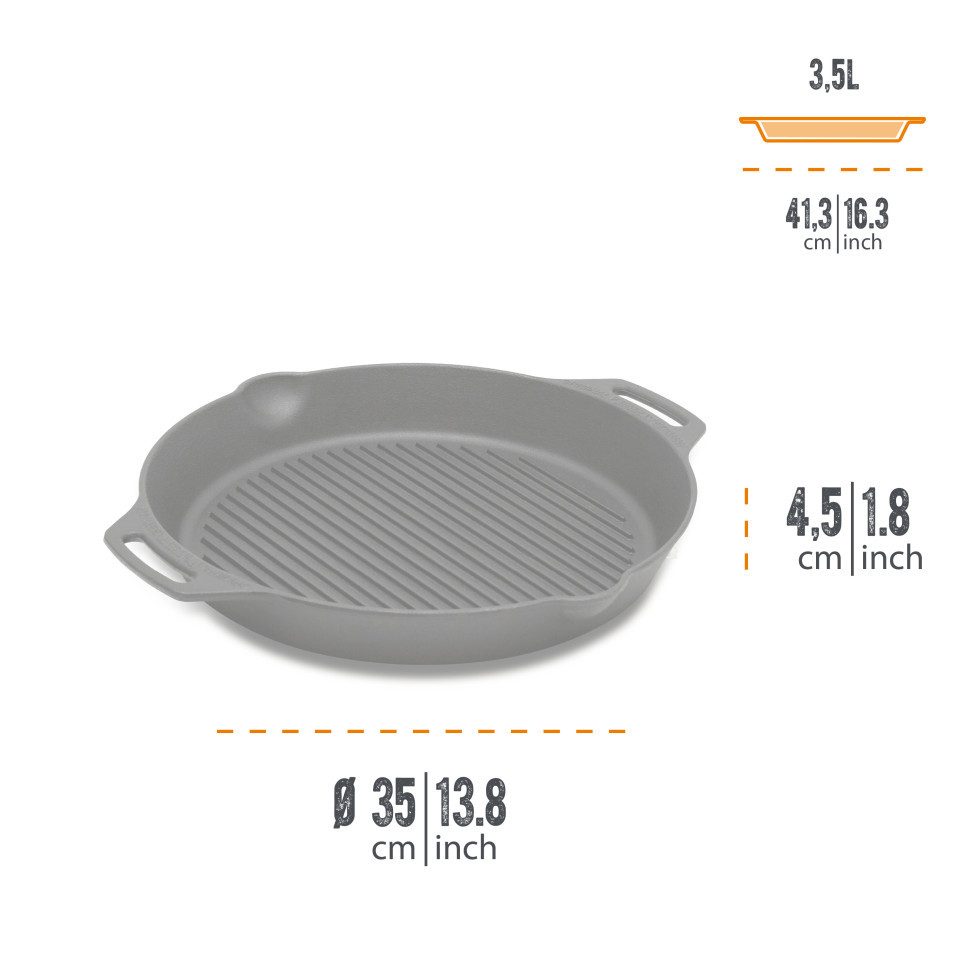 Petromax Grillpfanne Petromax Grillpfanne Gusseisen Ø 35 cm mit zwei