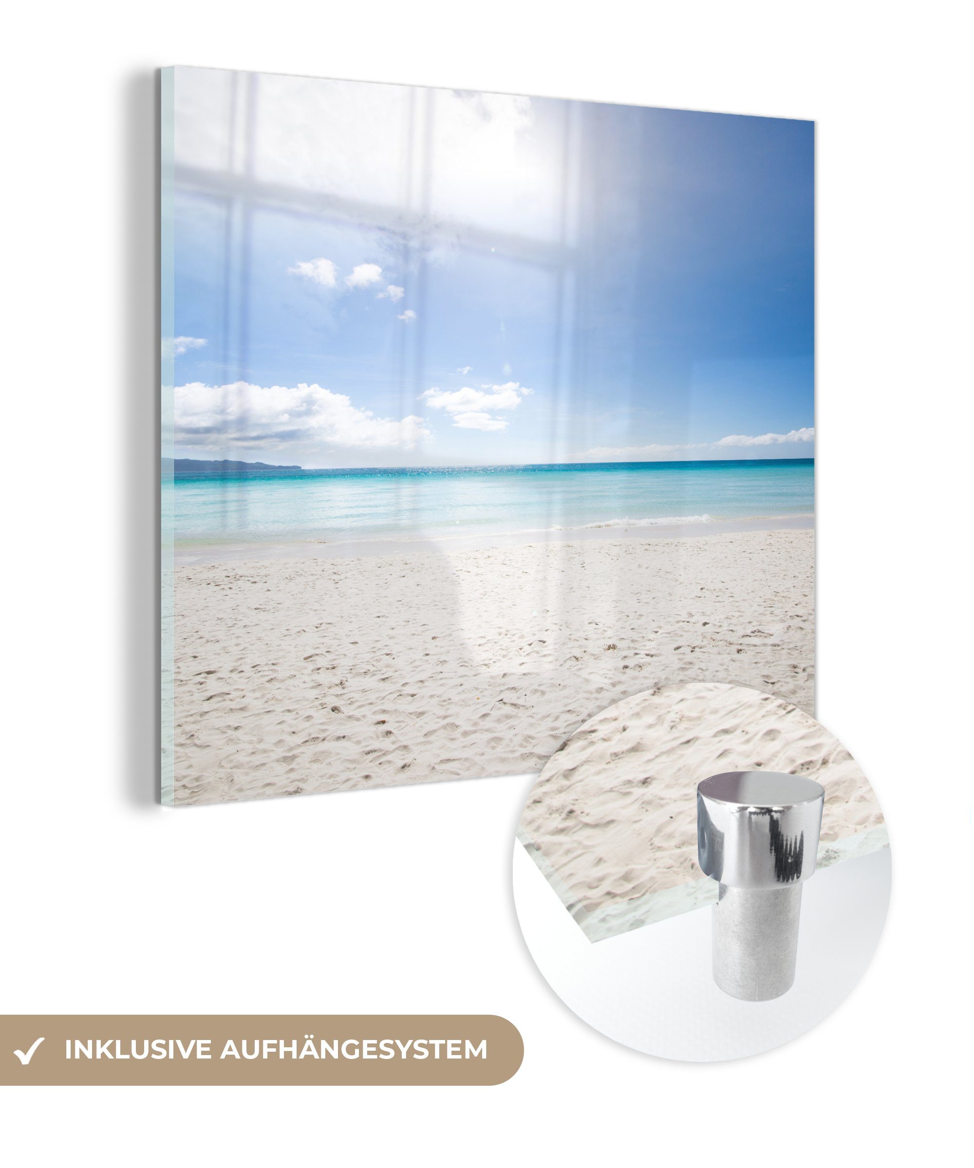 MuchoWow Acrylglasbild Strand - Insel - Sonne, (1 St), Glasbilder - Bilder auf Glas Wandbild - Foto auf Glas - Wanddekoration