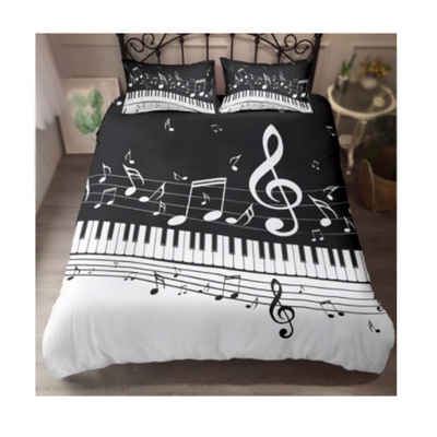 Bettwäsche Bettwäsche Musik Klaviertastatur schwarz-weiß, mugesh, für Musiker