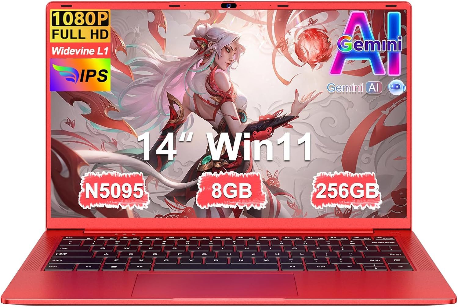 bvate 2026 14-Zoll-Laptop-Computer, 8 GB DDR4, Quad-Core N5095 CPU Notebook Notebook (OTHER, N5095, 8 GB, 256 GB SSD, 180° Drehung/Low Blue Light-Zertifizierung/Deutsche Tastaturaufkleber)