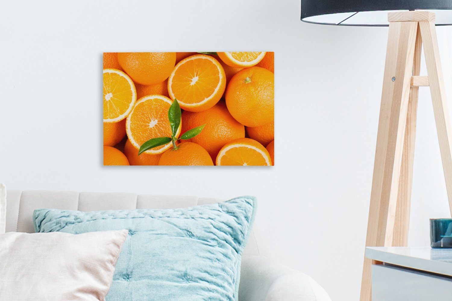 Wandbild Leinwandbild St), Blätter, Leinwandbilder, Wanddeko, (1 Aufhängefertig, - Orange - cm OneMillionCanvasses® Früchte 30x20