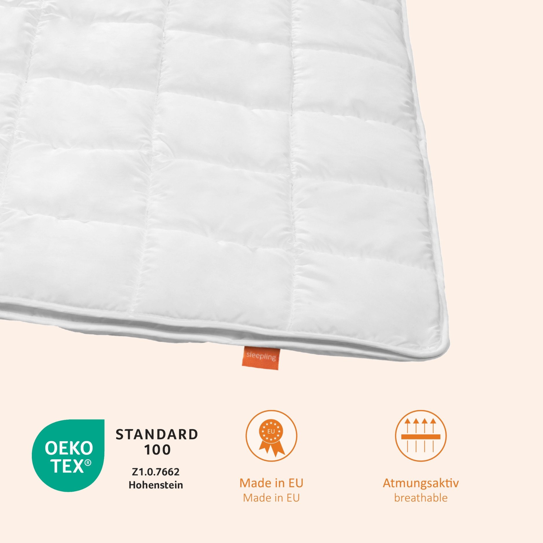 sleepling Microfaserbettdecke für Allergiker, Füllung: hochwertige Markenvollfaser aus 100% Polyester, antibakteriell, antimilben, Peachskin