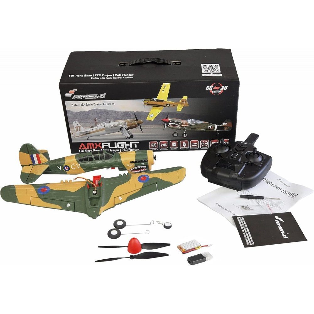 Amewi RC-Flugzeug 24110 - AMXFlight P40 Fighter - grün
