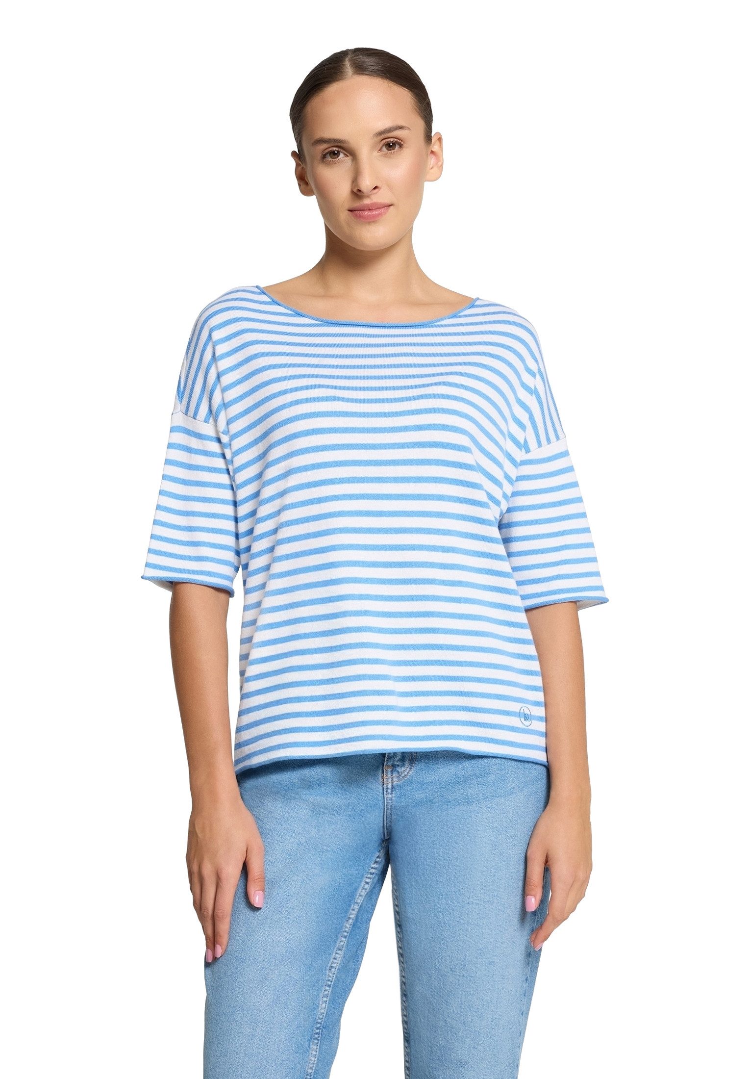 Kurzarmshirt Betty & Co Damen Strickpullover mit U-Boot-Ausschnitt