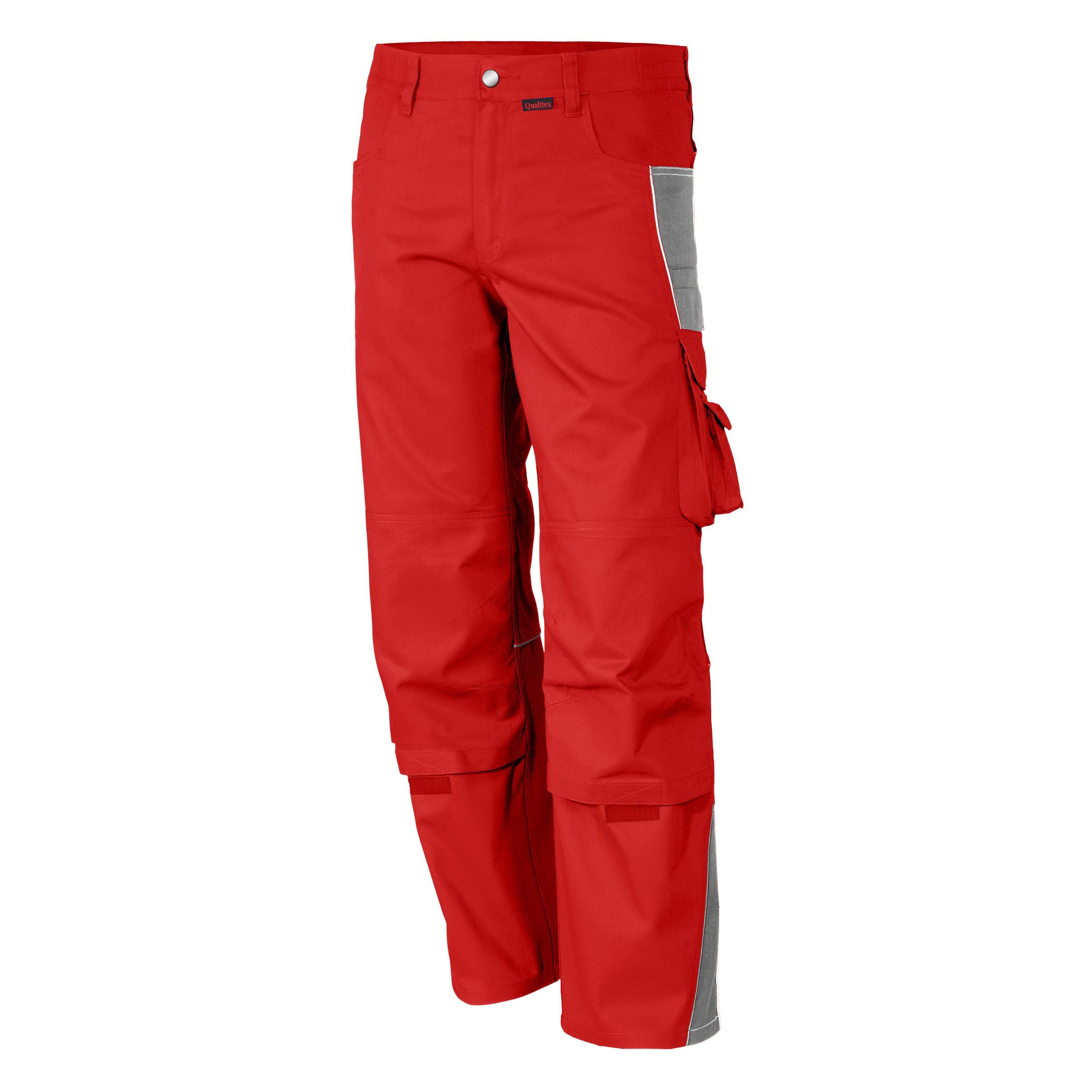 QUALITEX HIGH QUALITY WORKWEAR Arbeitsbundhose PRO Bundhose MG 245 g - PROfessionals-Werkstatthose rot/grau