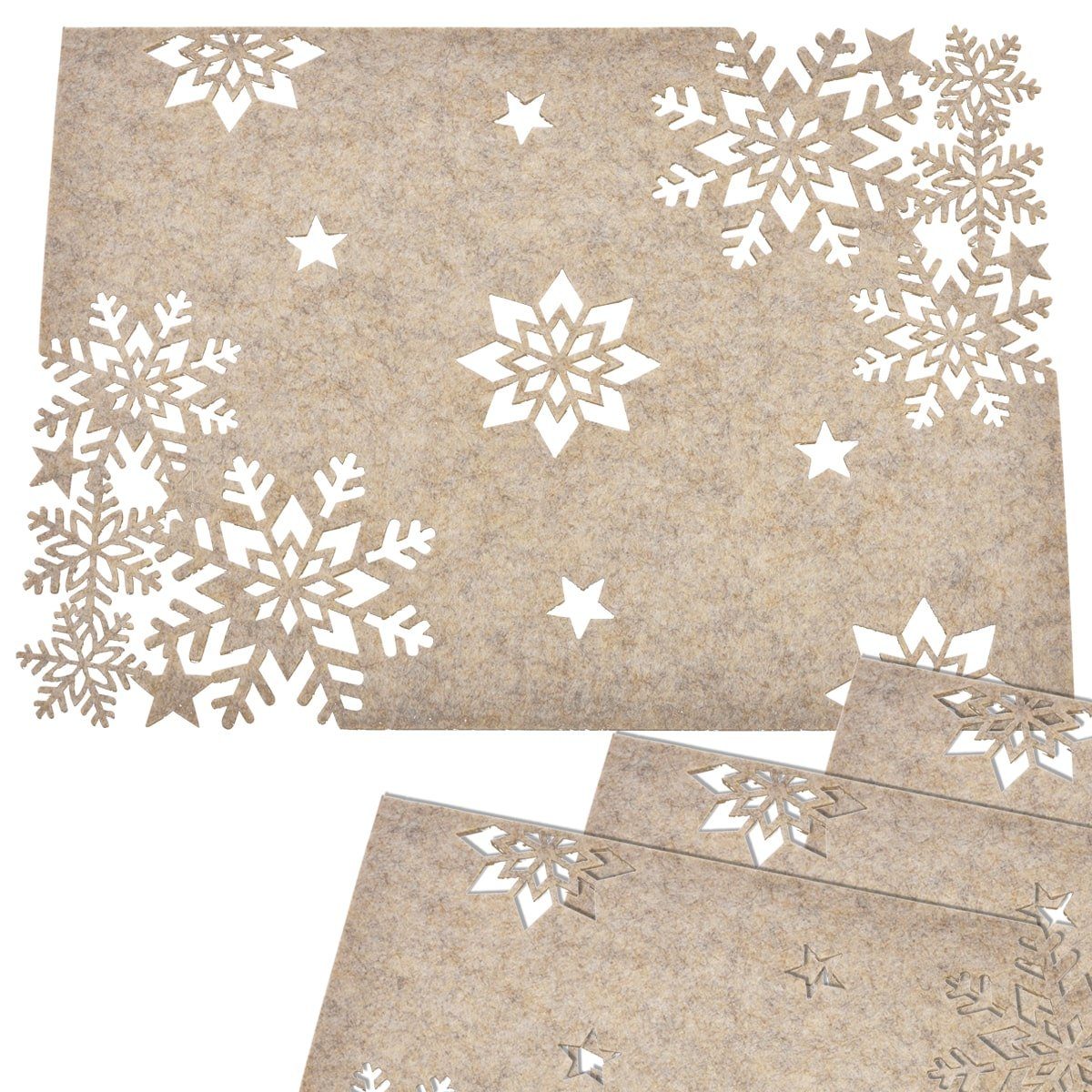 matches21 HOME & HOBBY Platzset Tischsets 4er Set Filz beige Weihnachtsdeko günstig online kaufen
