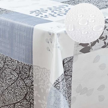 laro Tischdecke Wachstuch-Tischdecken Abwaschbar Blumen Grau. Weiß. Schwarz rechteckig