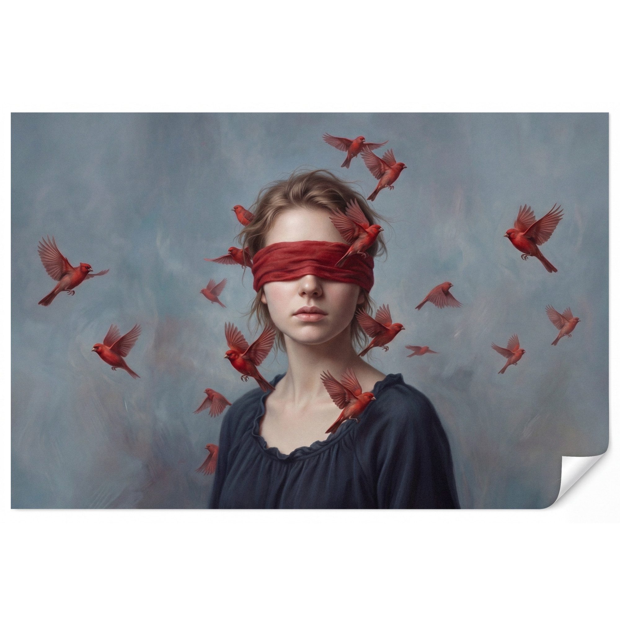 OnlyWow Fototapete Porträt - Kraftvoll - Rot, Matt, bedruckt, Wohnzimmer, Modern, Wanddekoration, Vliestapete 100x70cm