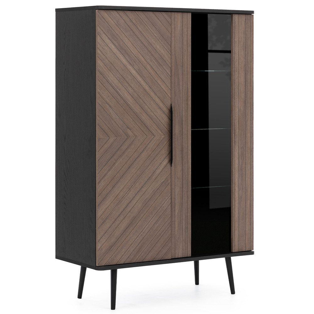 Lomadox Highboard PRETORIA-132, Highboard, Vitrinenschrank, graphit mit bra günstig online kaufen