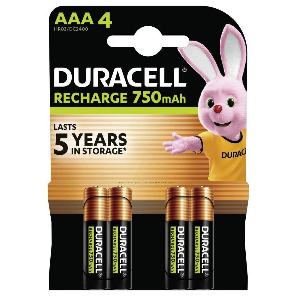 Duracell 4 Akku AAA 750mAh Nickel-Metall-Hydrid im 4er Blister Batterie