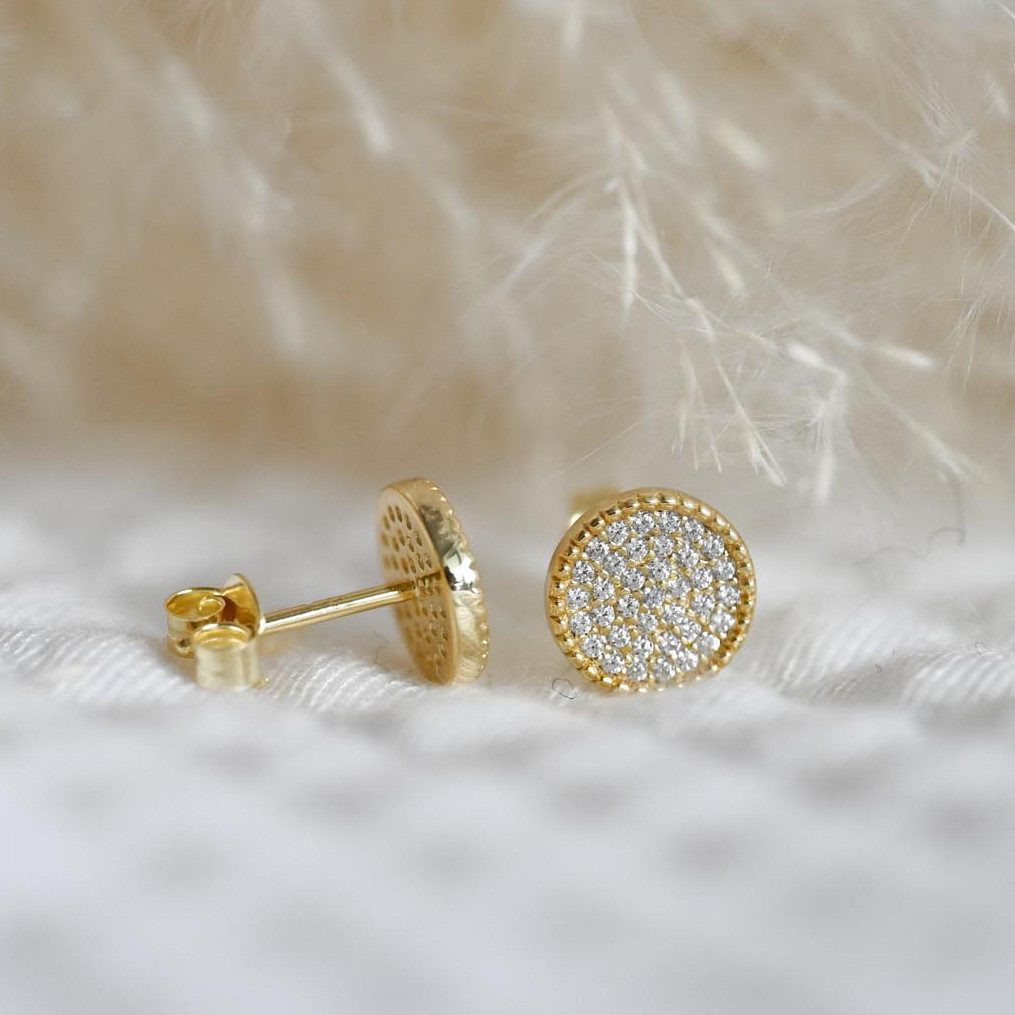 Runde Perlé Paar Ohrstecker klassische elegante Kreis Ohrstecker, goldene O günstig online kaufen