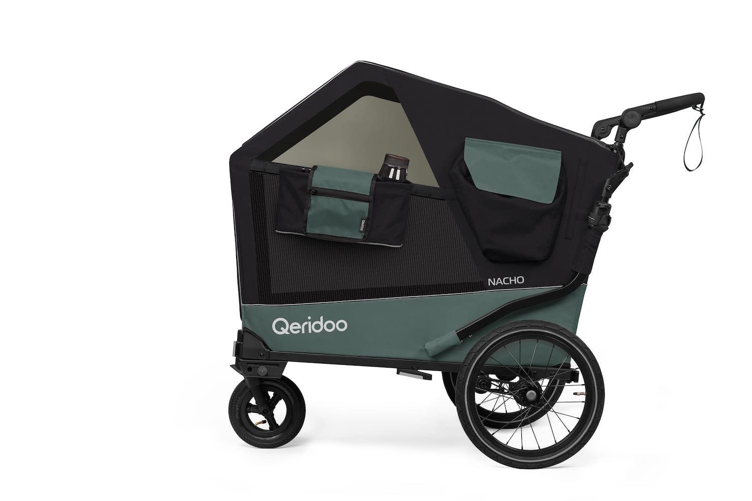Qeridoo Fahrradhundeanhänger Qeridoo Nacho Hundeanhänger, Für Hunde bis 35 Kg, Buggyfunktion, Große Türe hinten