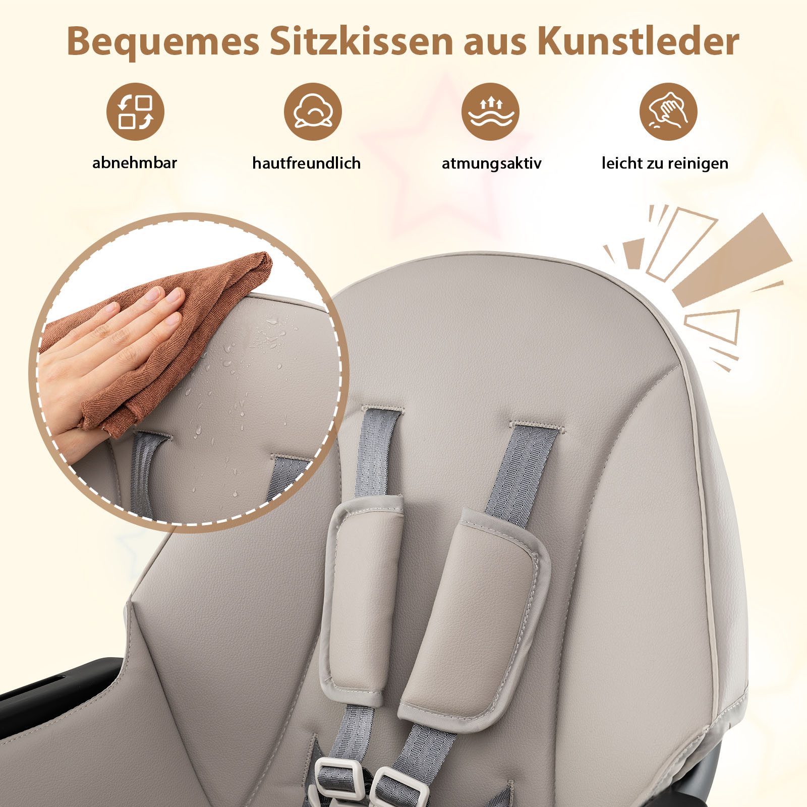 COSTWAY Hochstuhl (1 St), Kombihochstuhl, Babystuhl, mit Doppeltablett