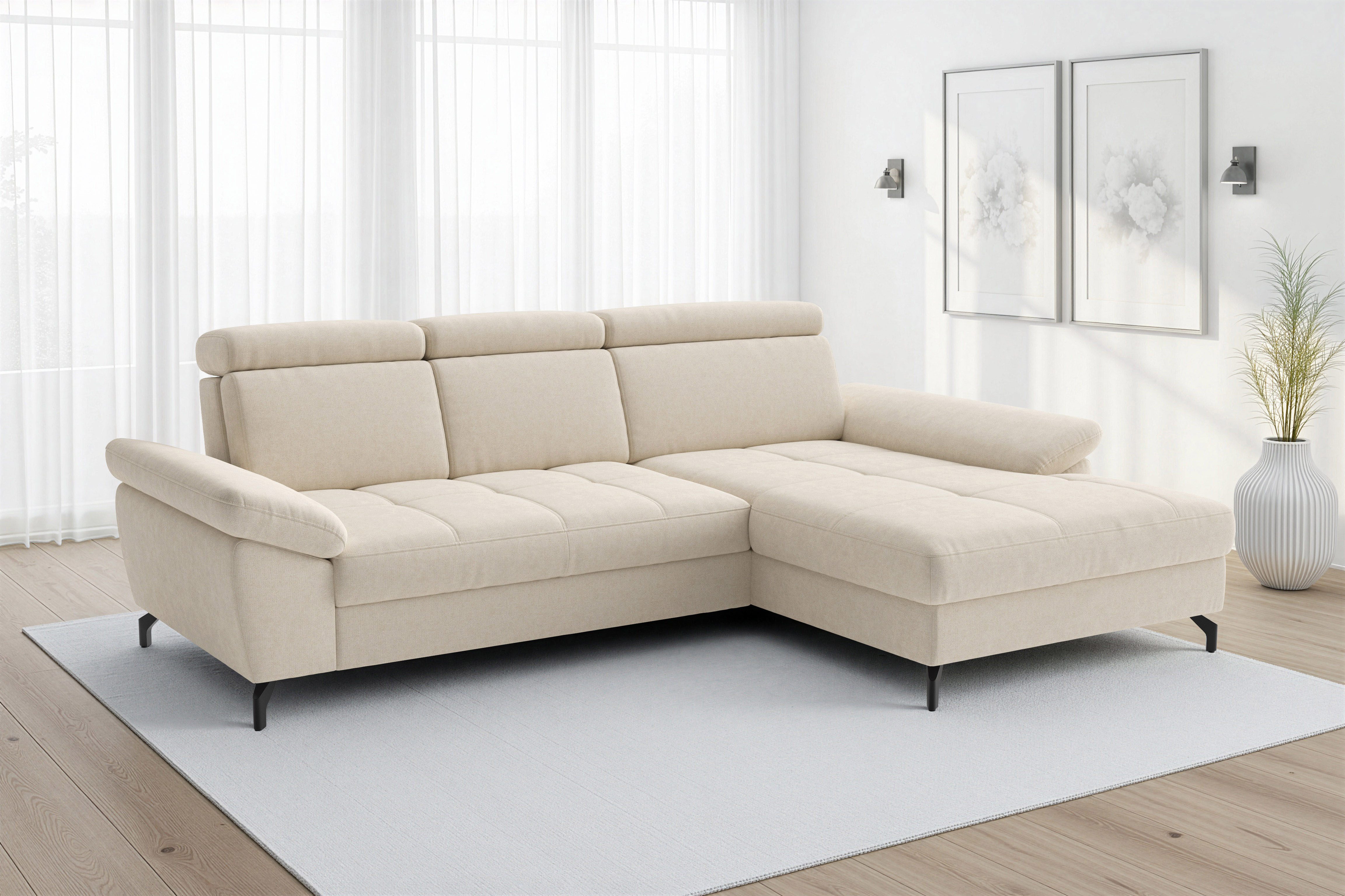 sit&more Ecksofa Vanity L-Form, B: 264 cm, mit Sitz-, Kopf- und Armteilverstellung, Couch optional mit Schlaffunktion & Bettkasten