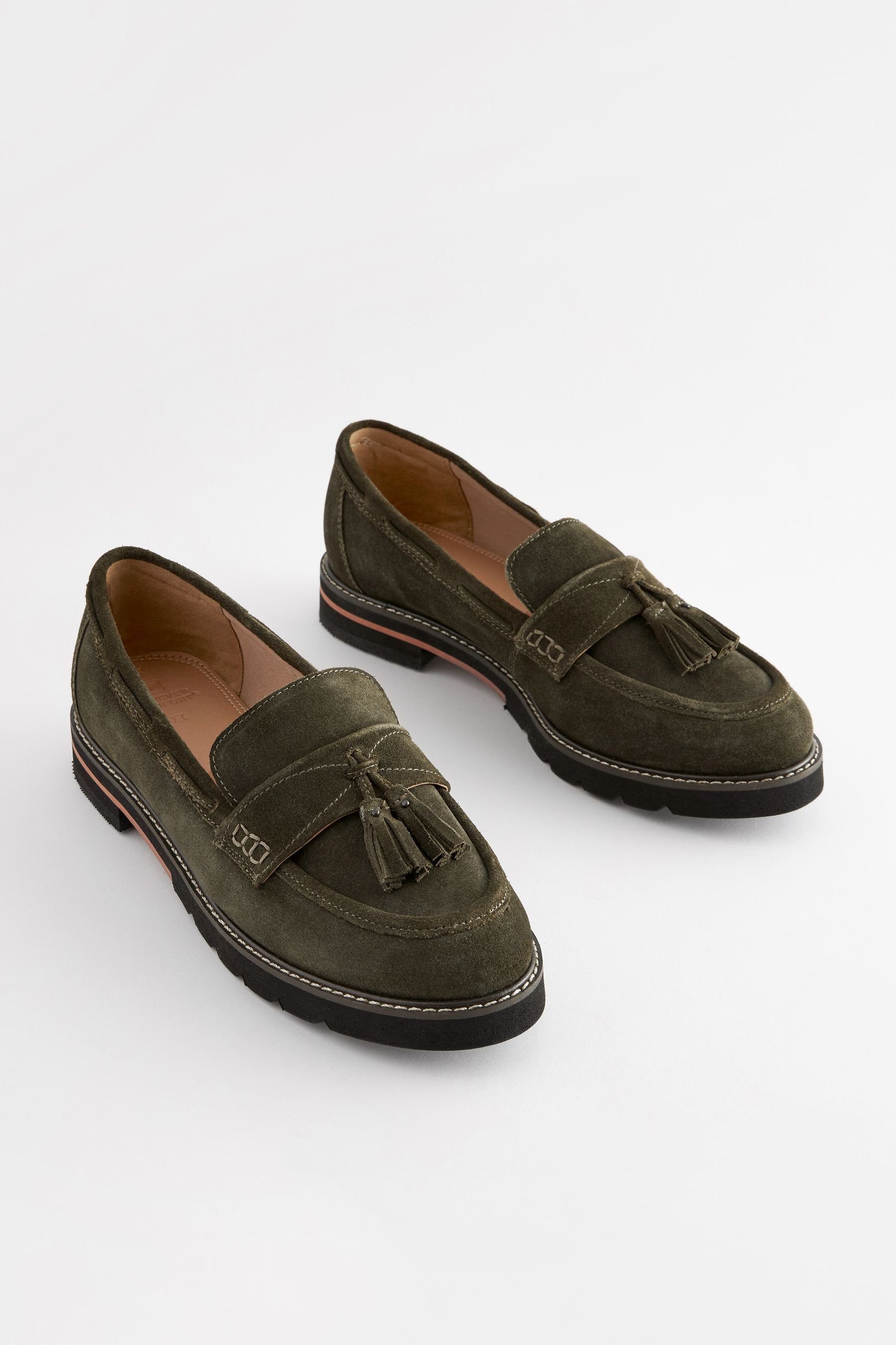 Next (1-tlg) Loafer Leder-Loafer Comfort® Green Derbe Forever Khaki