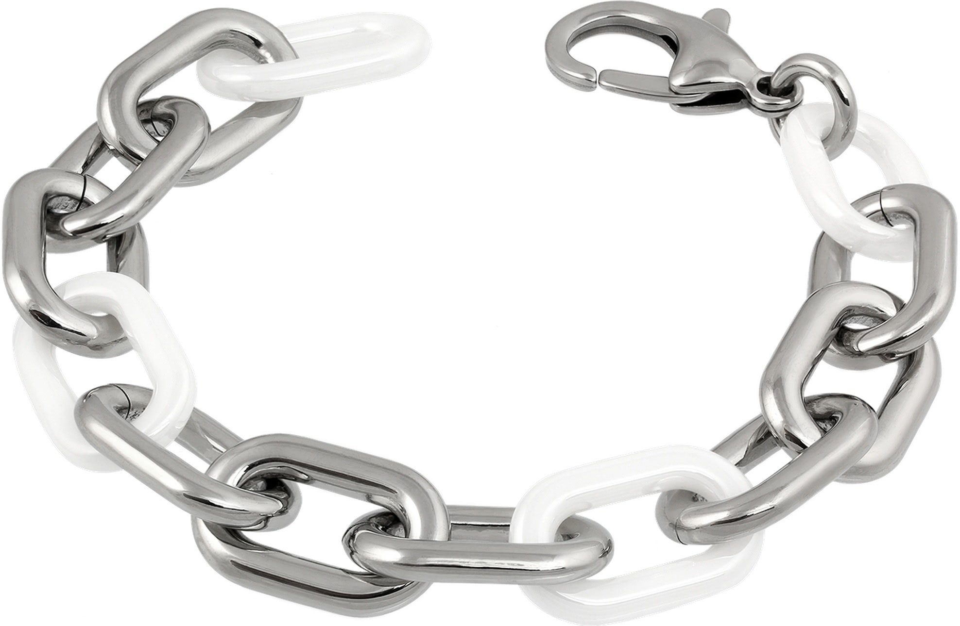Amello Edelstahlarmband Amello Glieder Armband silber weiß (Armband), Armbänder für Damen Edelstahl (Stainless Steel)