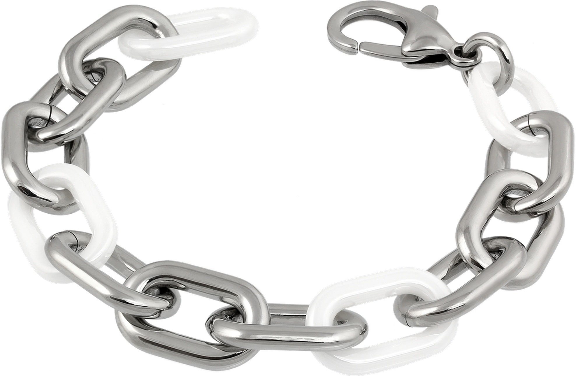 Edelstahlarmband Amello Glieder Armband silber weiß
