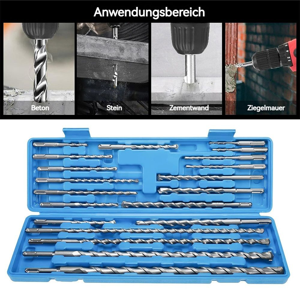 PODOFO Spiralbohrer Betonbohrer Set 20tlg 5mm-20mm SDS+, (20-tlg) günstig online kaufen