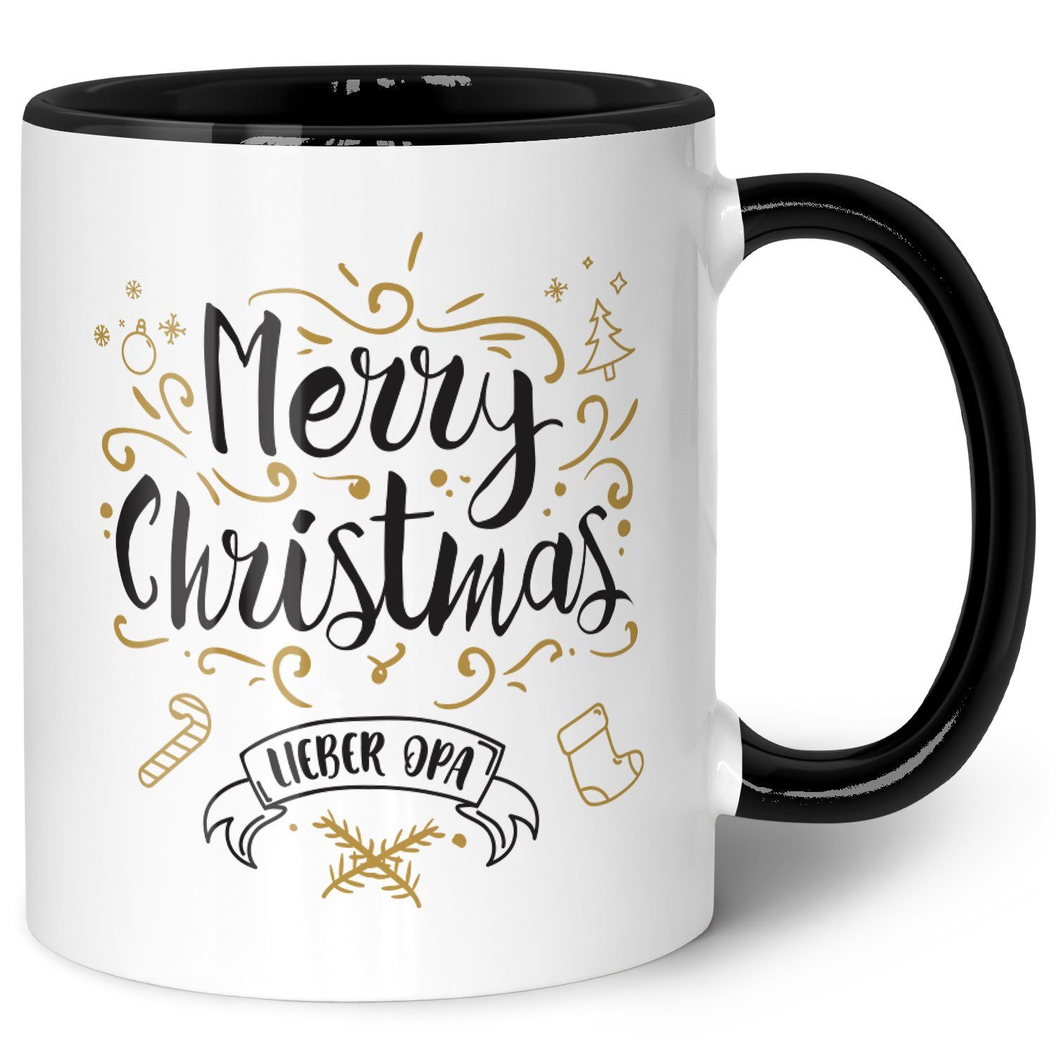 GRAVURZEILE Tasse Weihnachtsmotiv zu - und Spülmaschinenfest Weiß Merry Christmas - Weihnachten, Lieber Männer Frauen Schwarz Opa - & für mit Geschenke