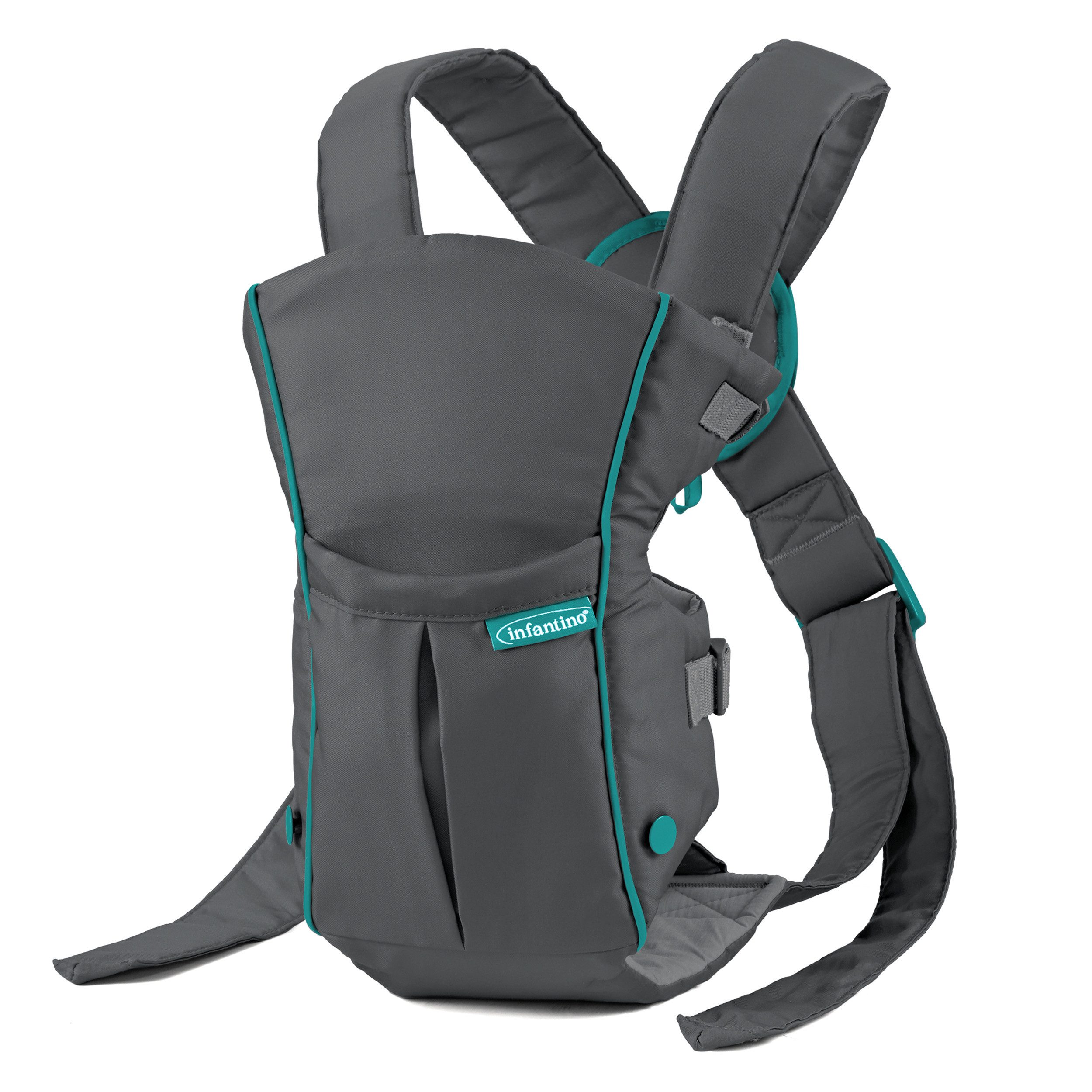 Infantino BKids Babytrage Swift Classic - Grau, Baby Bauchtrage ab Geburt von 3,6 - 11,3 kg 2 Tragepositionen