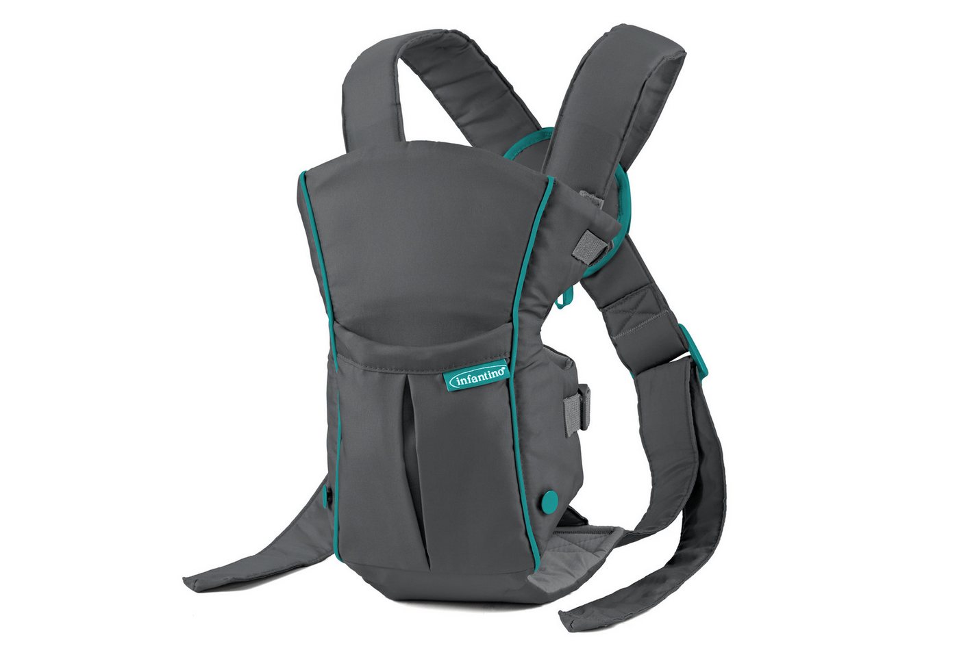 Infantino BKids Babytrage Swift Classic - Grau, Baby Bauchtrage ab Geburt von 3,6 - 11,3 kg 2 Tragepositionen