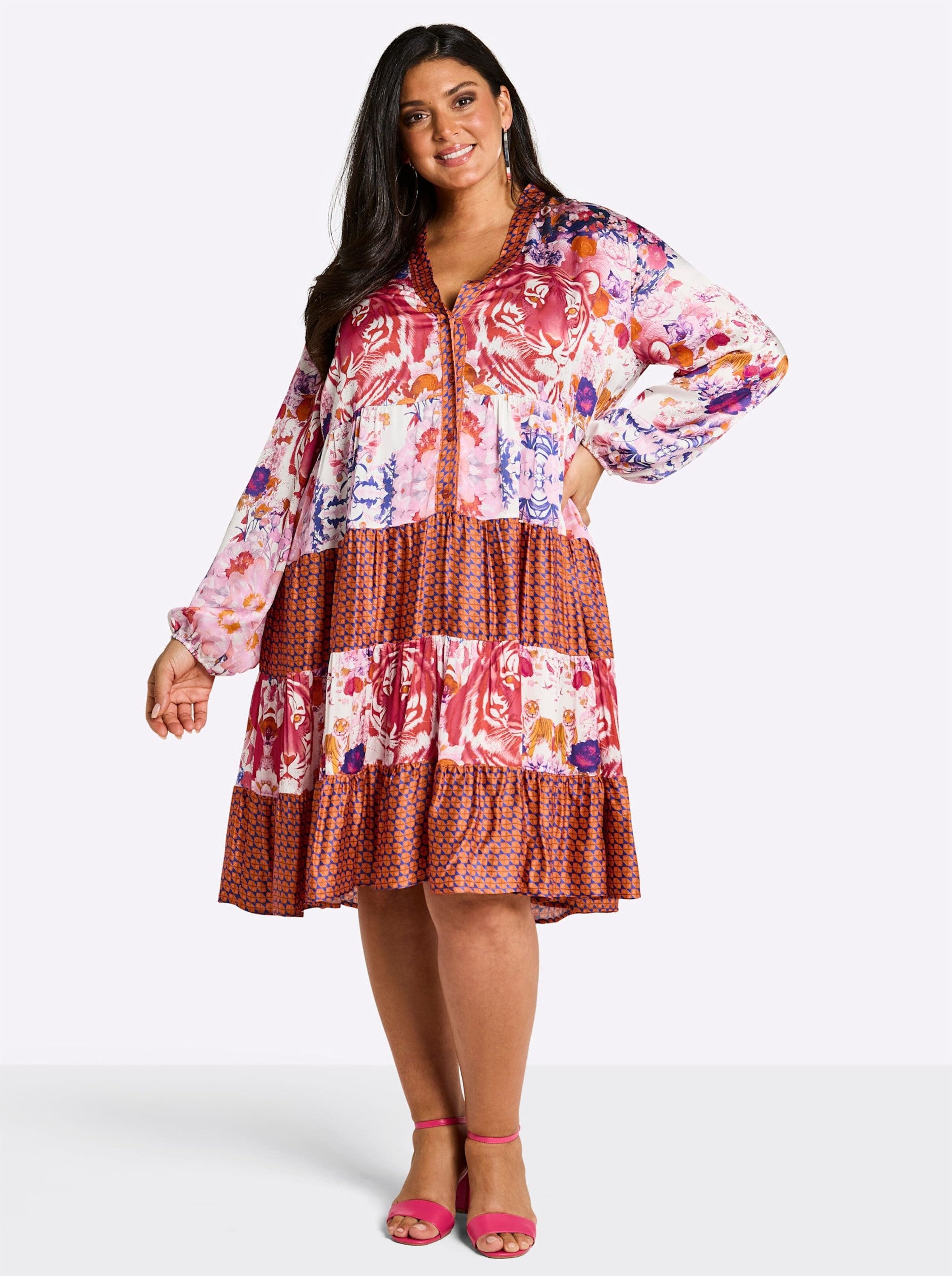 Sheego Etuikleid Kleid Langarm