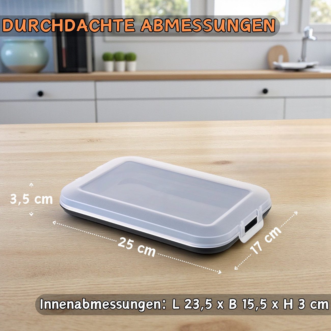 Engelland Frischhaltedose Aufschnittdosen für den Kühlschrank, Aufschnittboxen, PP-Kunststoff, BPA-frei, (Vorteils-Set, 3-tlg., mit transparentem Deckel), stapelbar, platzsparend, Ordnung im Kühlschrank, Organizer, Stapelbox