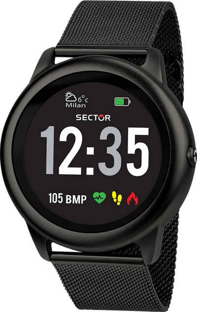 Sector Sector Herren Armbanduhr Analog-Digi Smartwatch, Analog-Digitaluhr, Herren Smartwatch eckig, extra groß (ca. 40,4x45,1mm), Edelstahlarmban