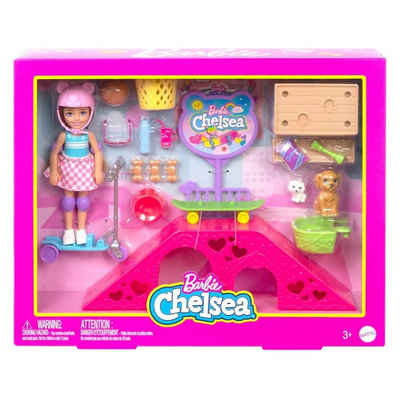 Mattel® Stehpuppe Mattel HJY35 - Barbie - Chelsea - Skatepark: Chelsea+Skateboard+15 Zub
