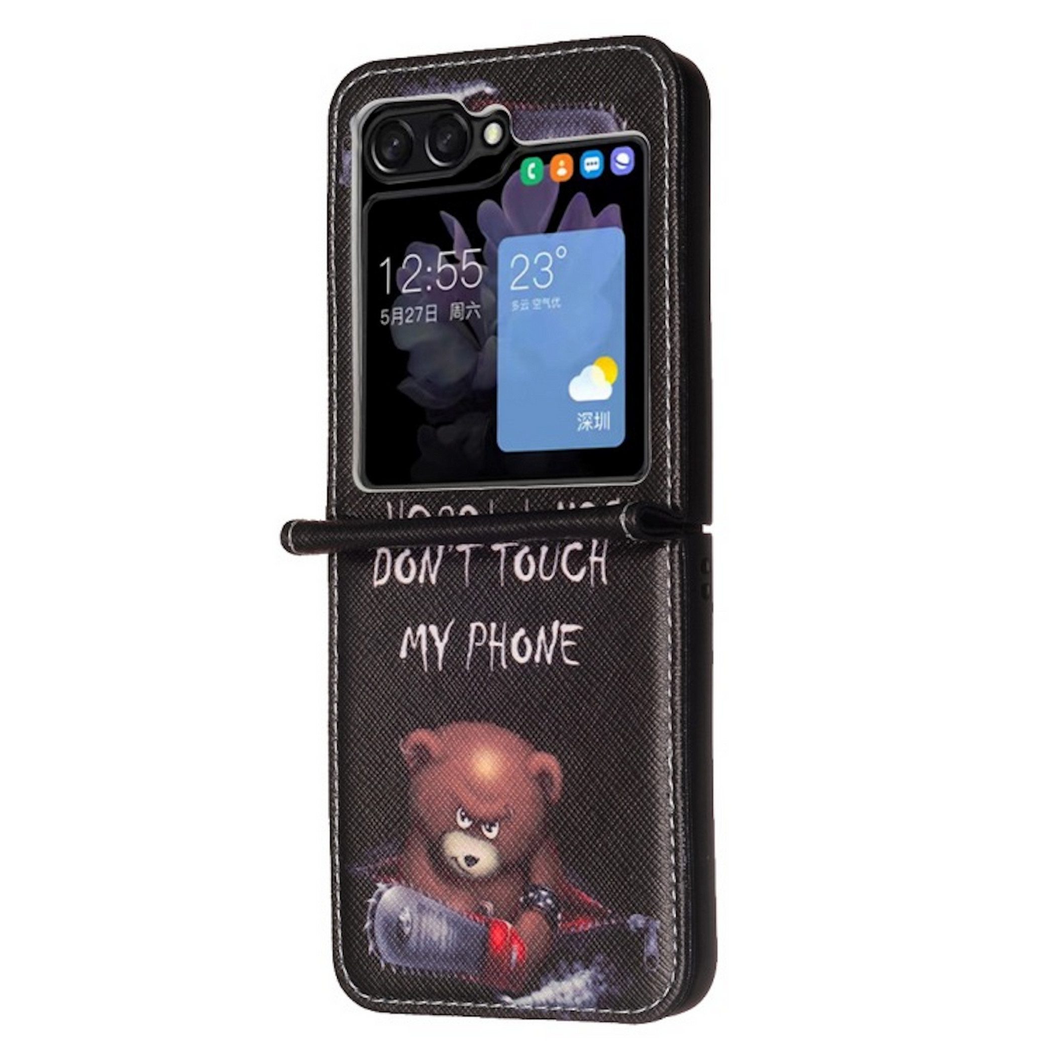 Wigento Handyhülle Kunstleder für Samsung Galaxy Z Flip8 5G Bär Motiv 6,90 Zoll, Bär Motiv, leichte Bauweise