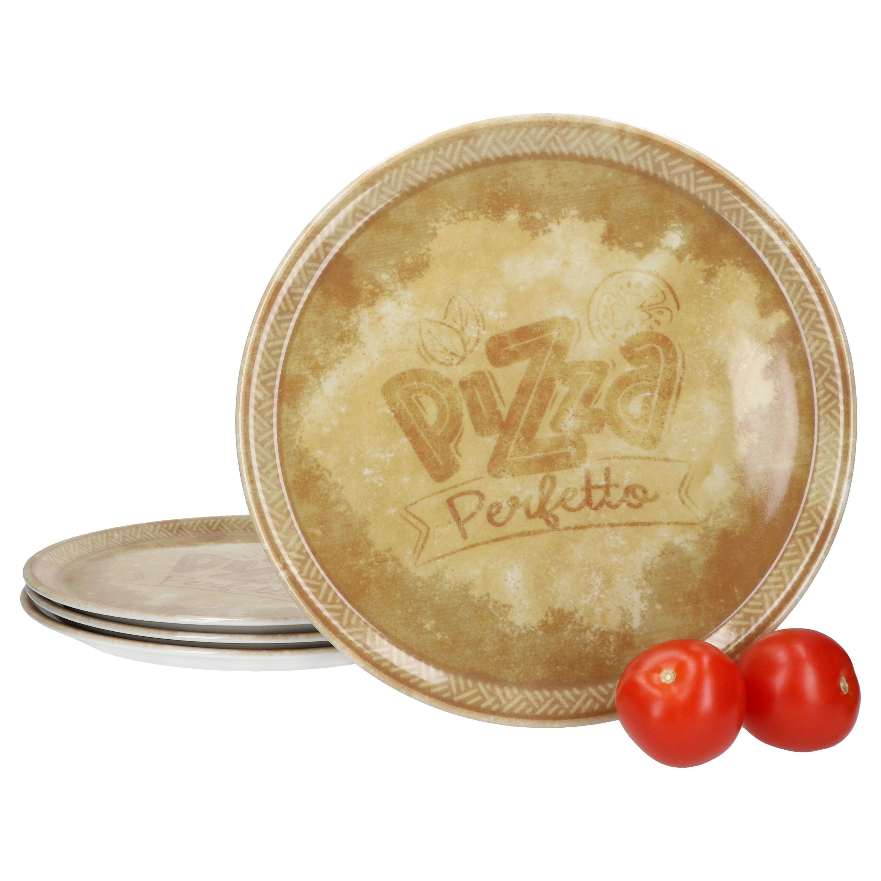 Pizzateller 4x Perfetto Pizzateller Gelb Ø 31,5 cm 4 Personen Porzellan Pizza