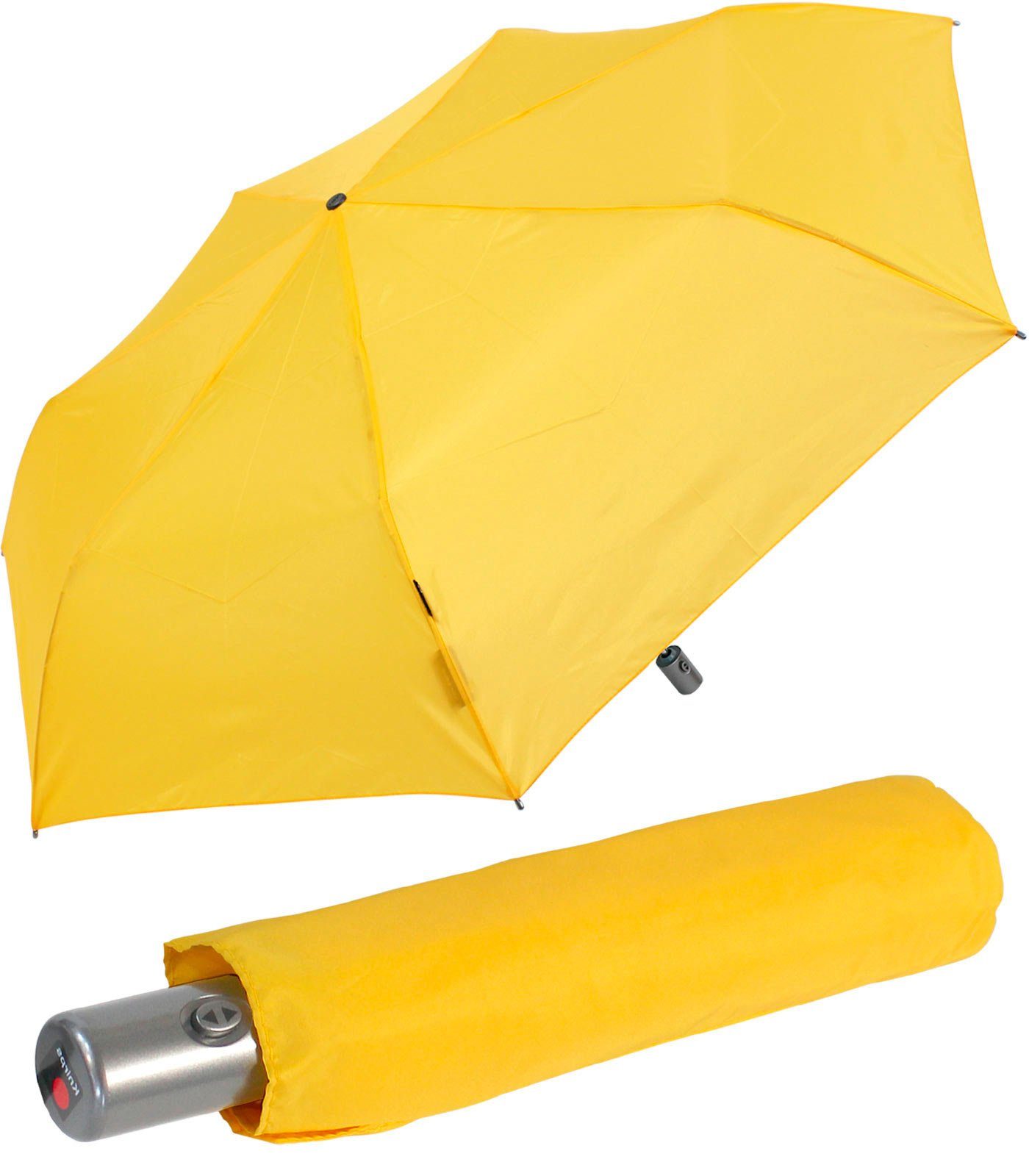 leicht gelb immer Tasche dabei, passt Auf-Zu Automatik, klein Slim Taschenregenschirm mit in Knirps® jede Duomatic und