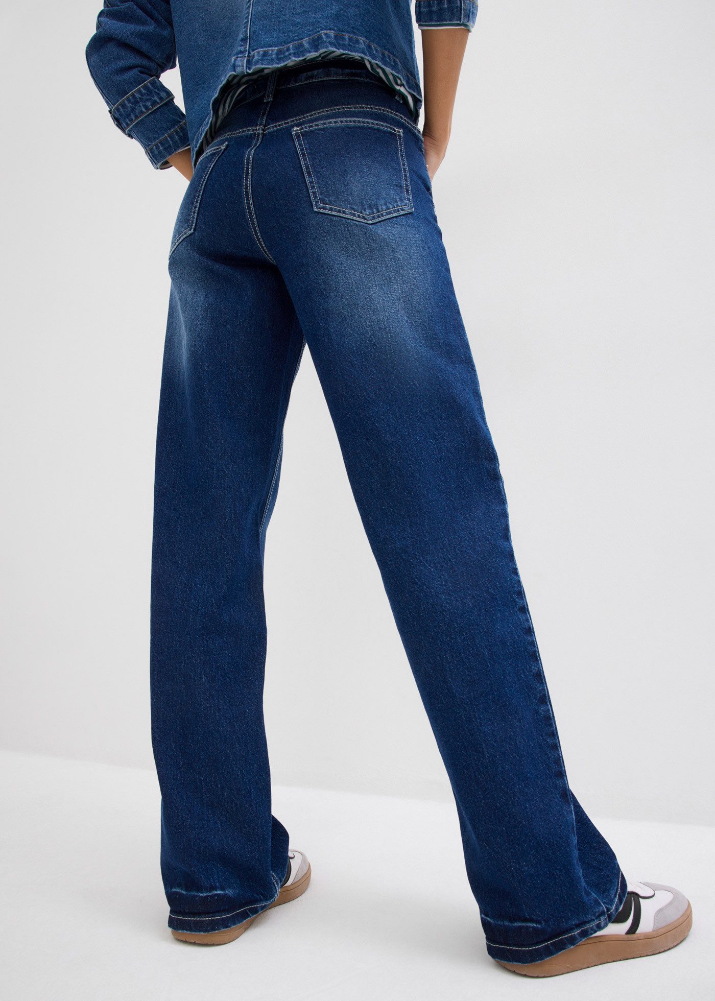 bonprix Weite Jeans loose fit Passform, hoher Bund, aus überwiegend Baumwol günstig online kaufen