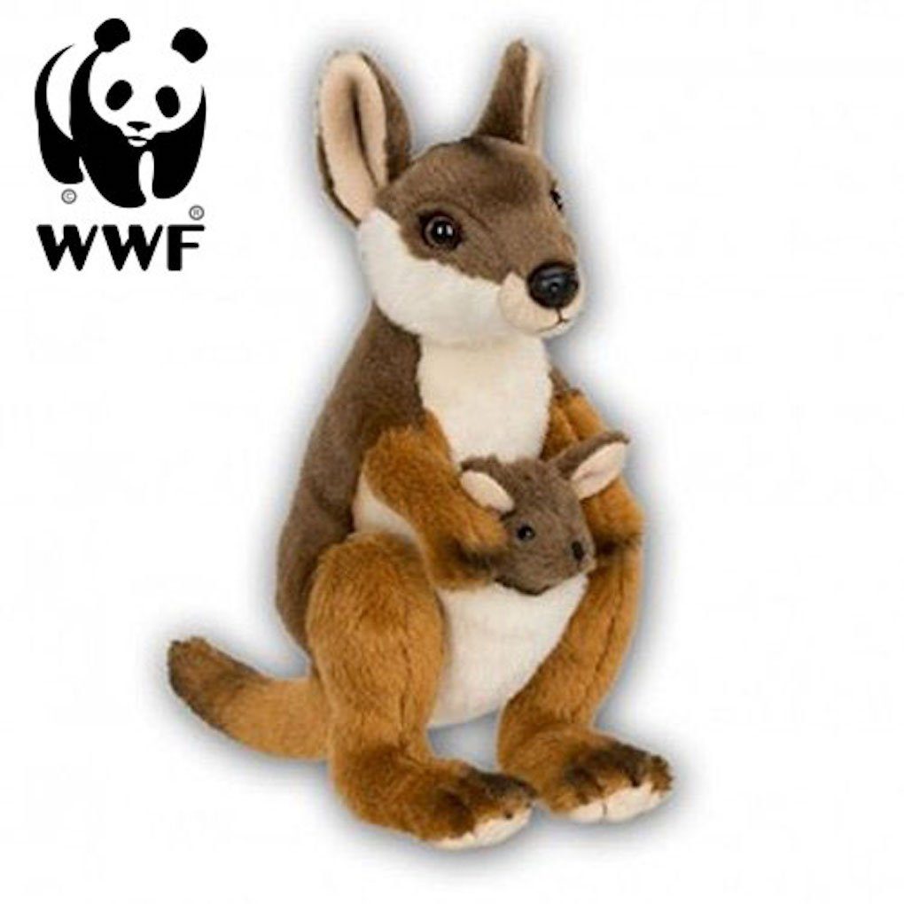 WWF Kuscheltier Plüschtier Känguru mit Baby (19cm), stehend