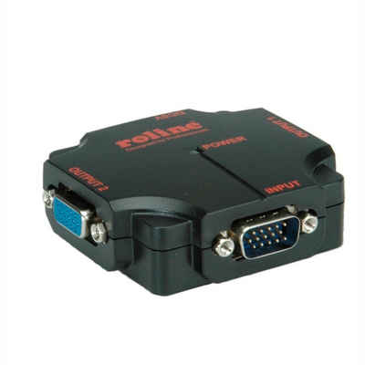 ROLINE VGA Video-Splitter, hochauflösend, 450 MHz, 2-fach Audio- & Video-Adapter