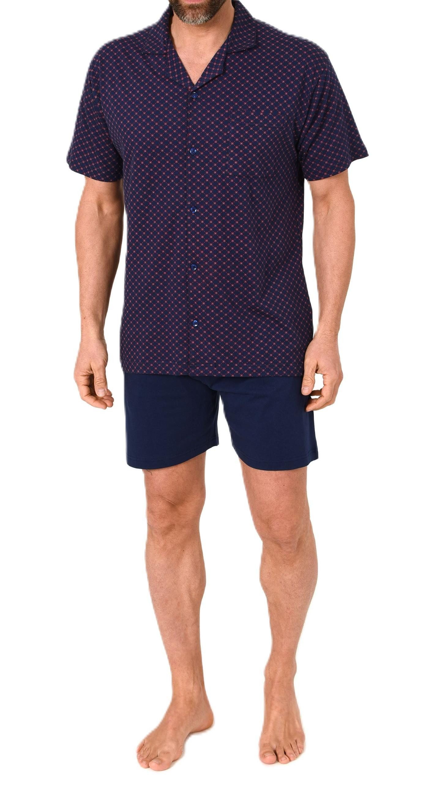 Normann Pyjama Herren Kurzarm Schlafanzug Shorty zum durchknöpfen, auch in günstig online kaufen