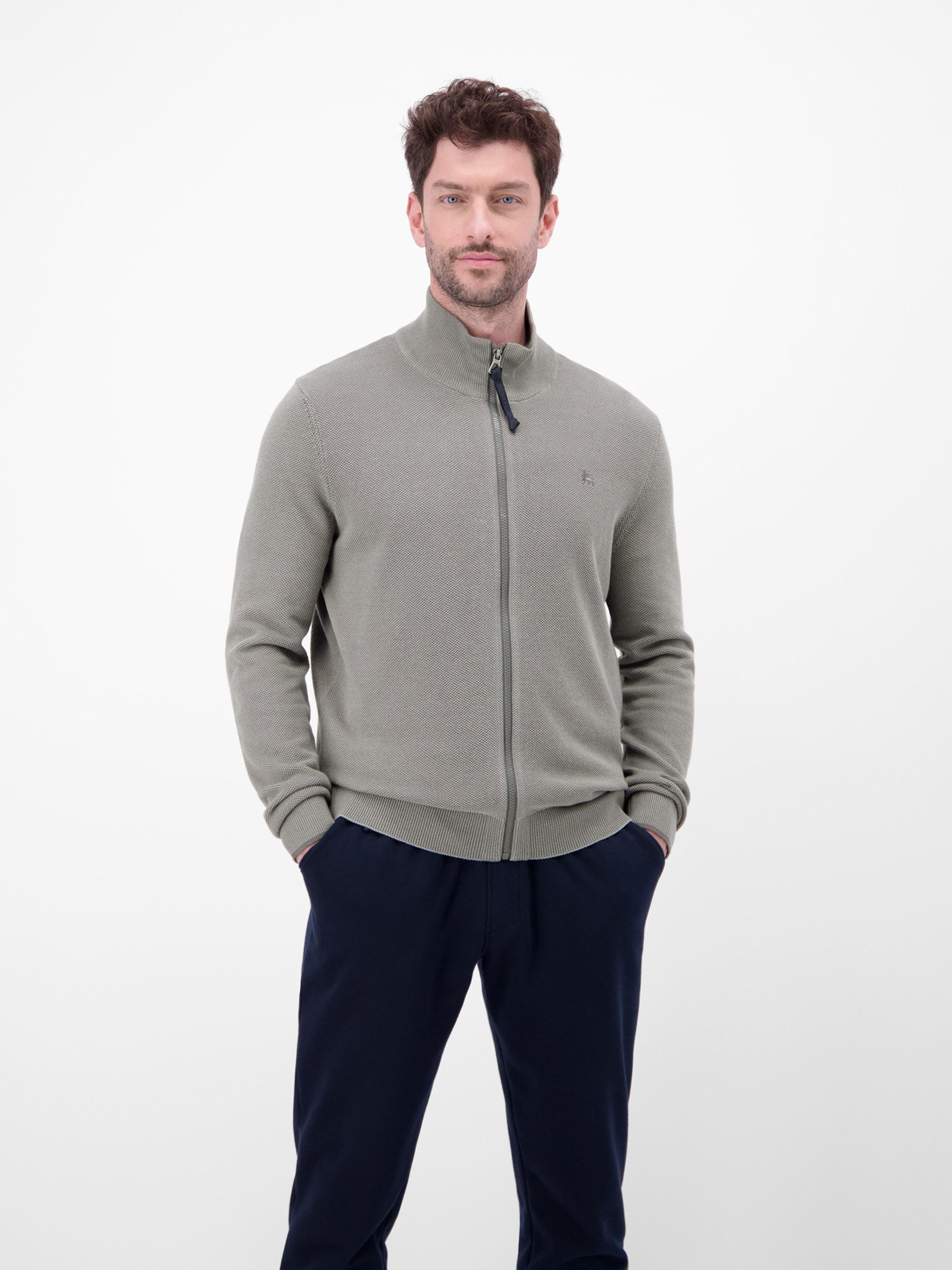 LERROS Strickjacke mit Reißverschluss und Stehkragen