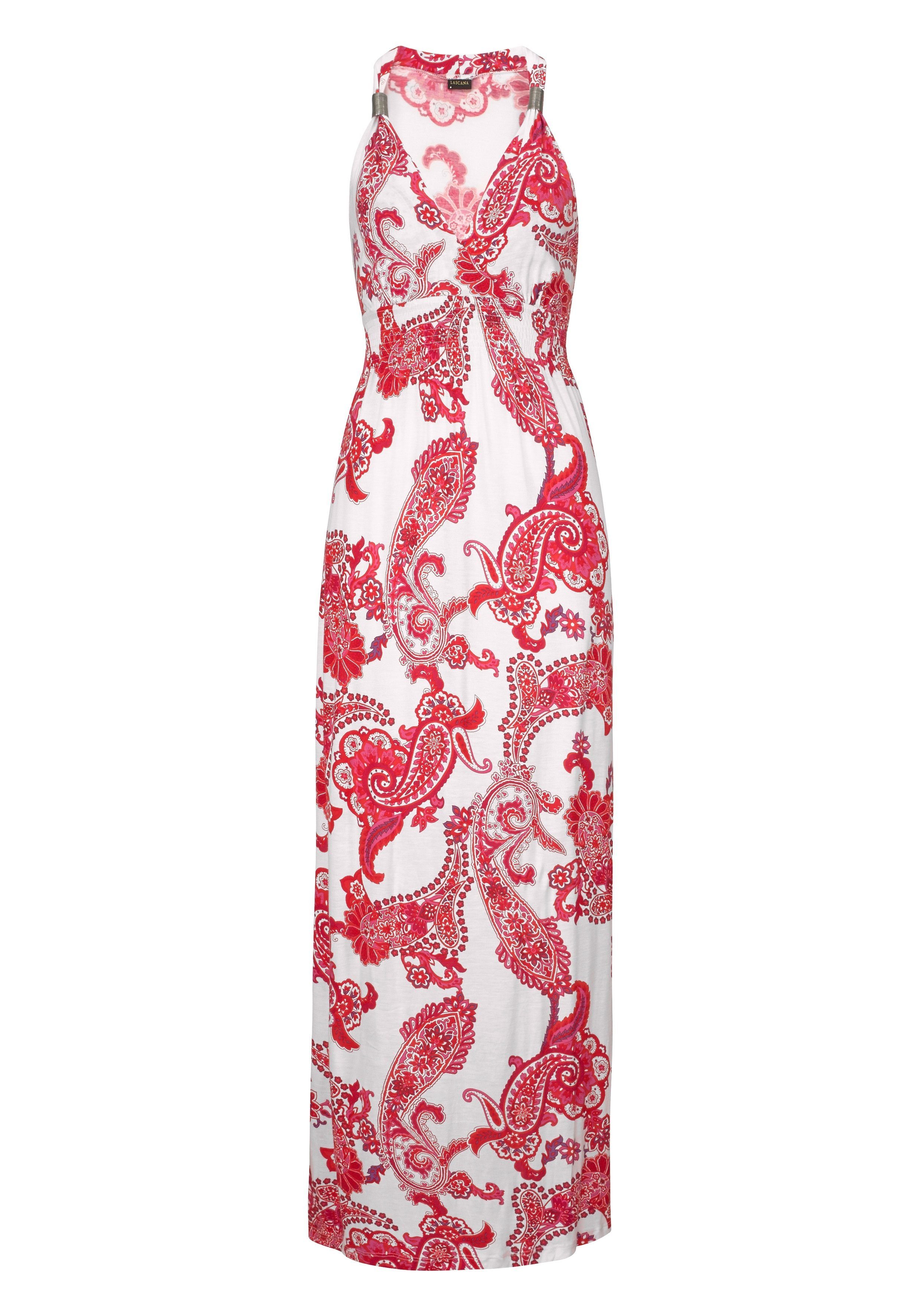 LASCANA Maxikleid mit verstellbarem Ausschnitt, Sommerkleid, günstig online kaufen