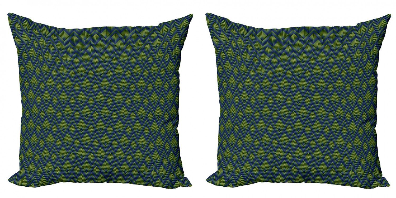 Stück), (2 Kunst Digitaldruck, Abstrakte Vibrant Zigzags Welle Abakuhaus Doppelseitiger Accent Kissenbezüge Modern