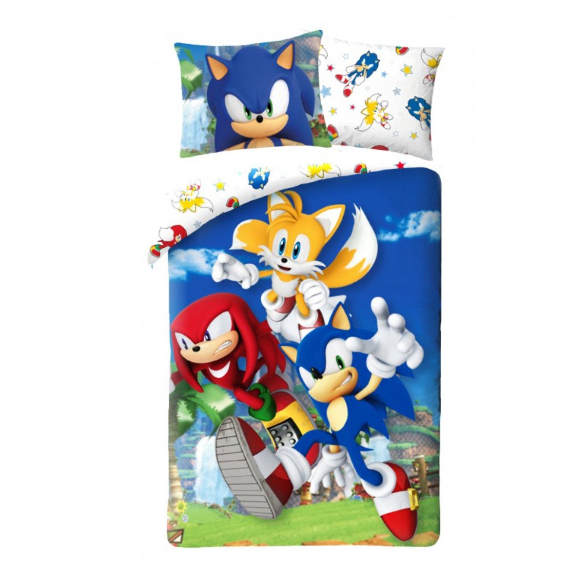 Sonic The Hedgehog Bettwäsche 140 × 200 cm Baumwolle Bettbezug Kissenbezug 70 × 90 cm, Baumwolle