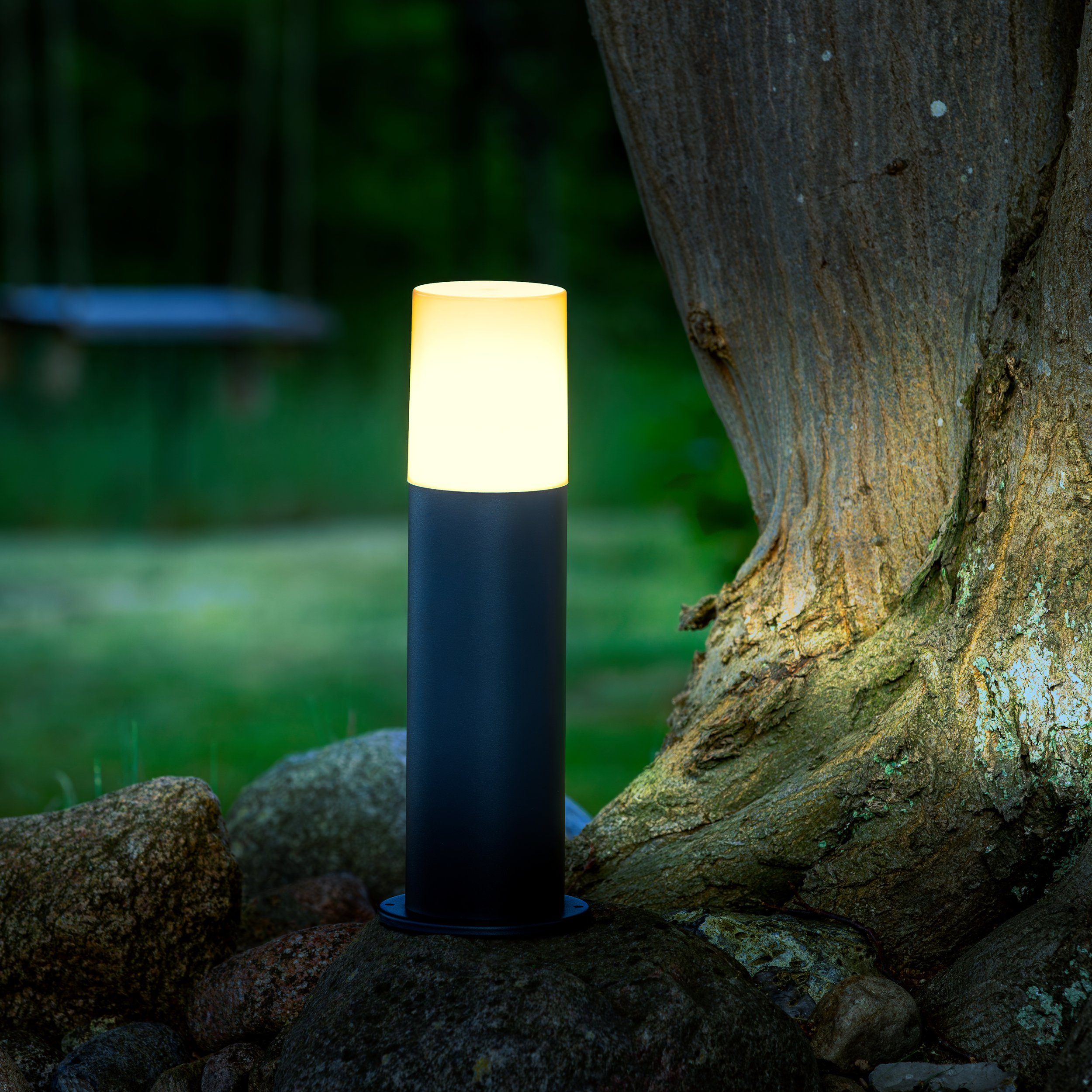 Lightbox Außen-Stehlampe, ohne Leuchtmittel, Außen Sockellampe, 35 cm Höhe, Ø 12 cm, E27, max. 28 W, IP44