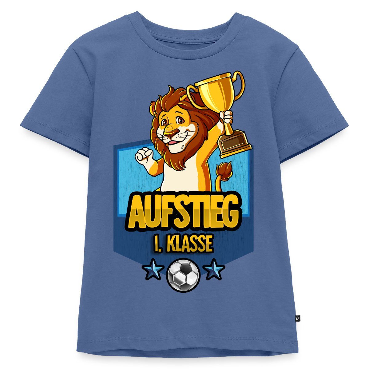 T-Shirt Aufstieg 1. Klasse Schulanfang Fußball Löwe Kinder Premium T-Shirt