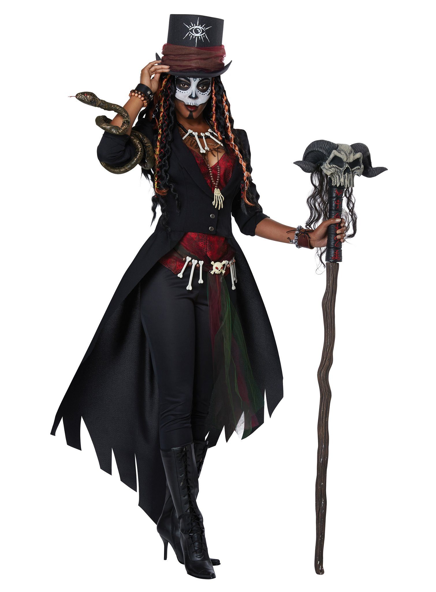 Metamorph Piraten-Kostüm Voodoo Zauberin - Horror Halloween Kostüm Damen, Magisch und makaber: überzeugendes Kostüm für die Voodoozauberin