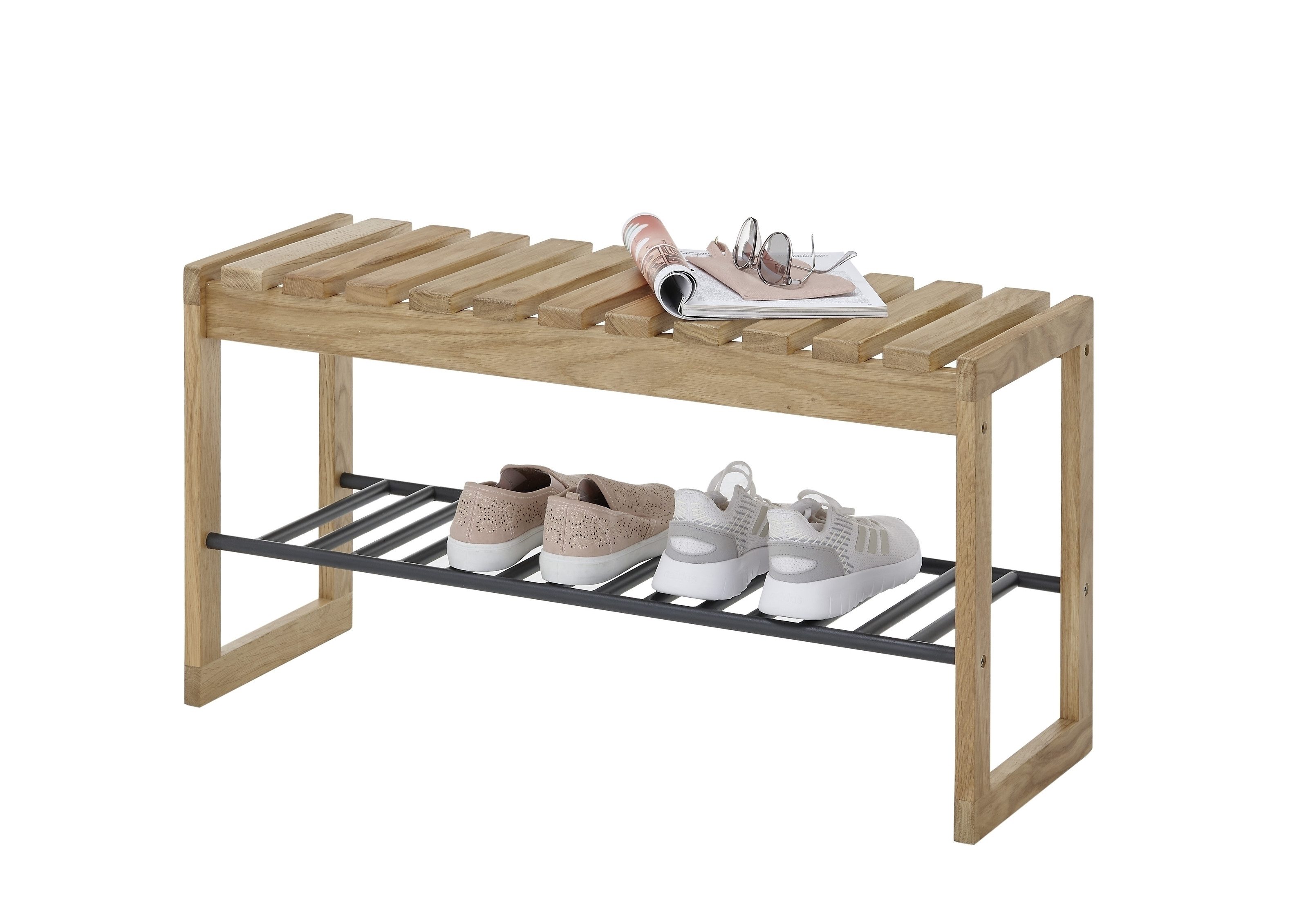 möbelando Garderoben-Set BANTRY, (3-teilig) in Eiche / schwarz - 100x190x30 (BxHxT)