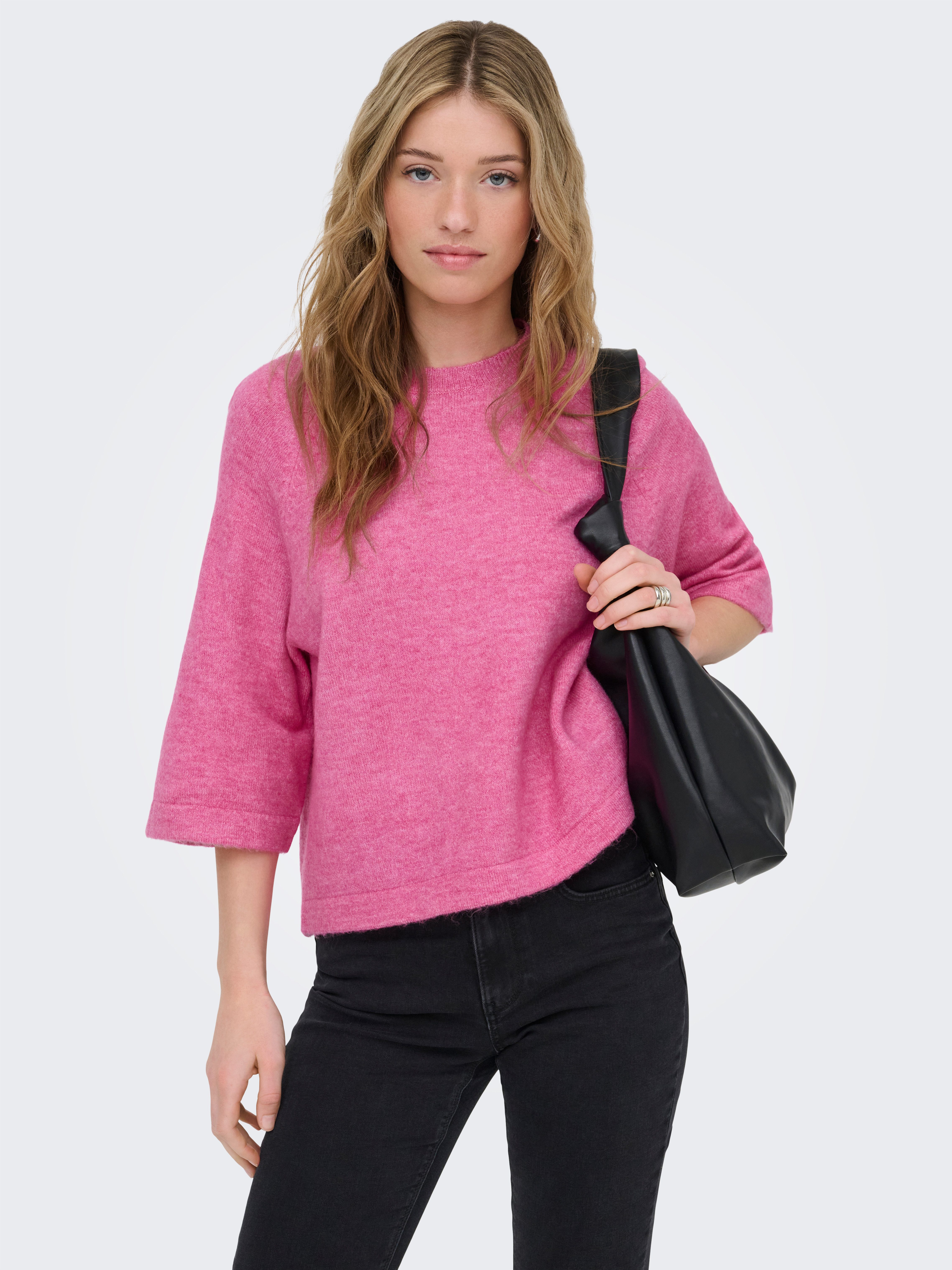ONLY Strickpullover ONLSIMONI 3/4 PULLOVER KNT NOOS Materialmix, regular fit