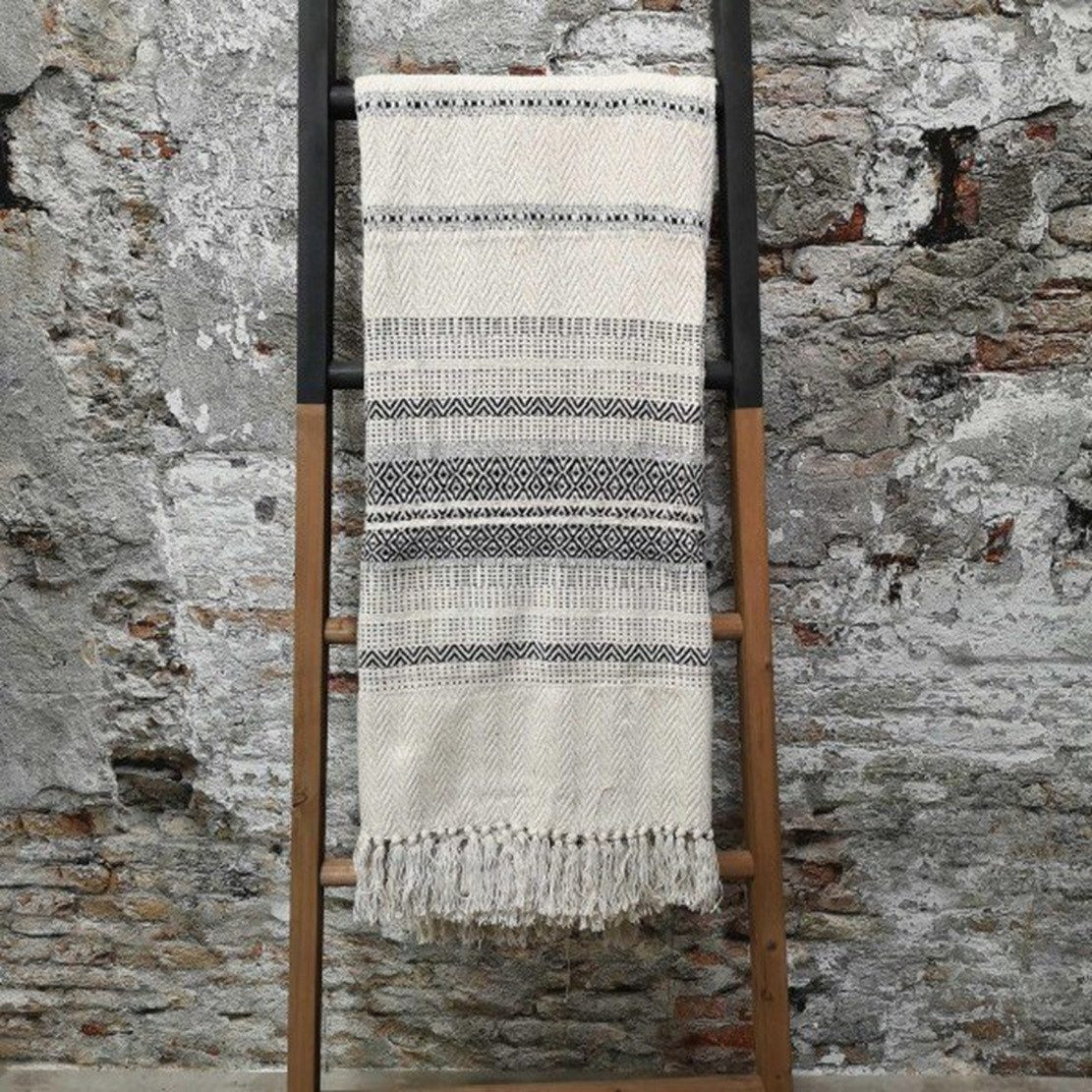 Wiladu Tagesdecke Tagesdecke Dempa Wiladu Decke 130x170 cm aus Baumwolle weiß schwarz