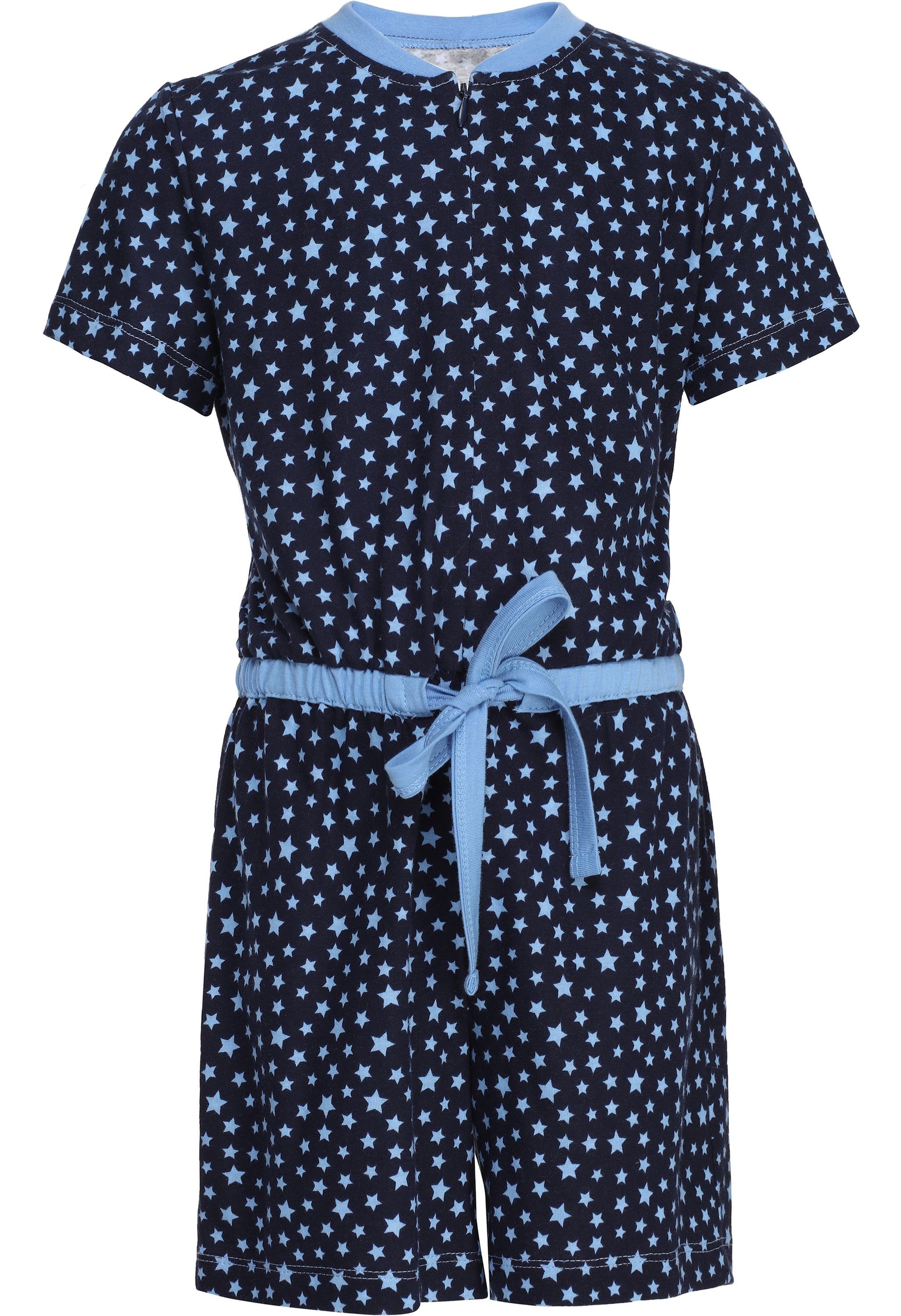 Marineblau/Sterne Schlafanzug Overall Schlafanzug MS10-267 Style Mädchen Merry Short